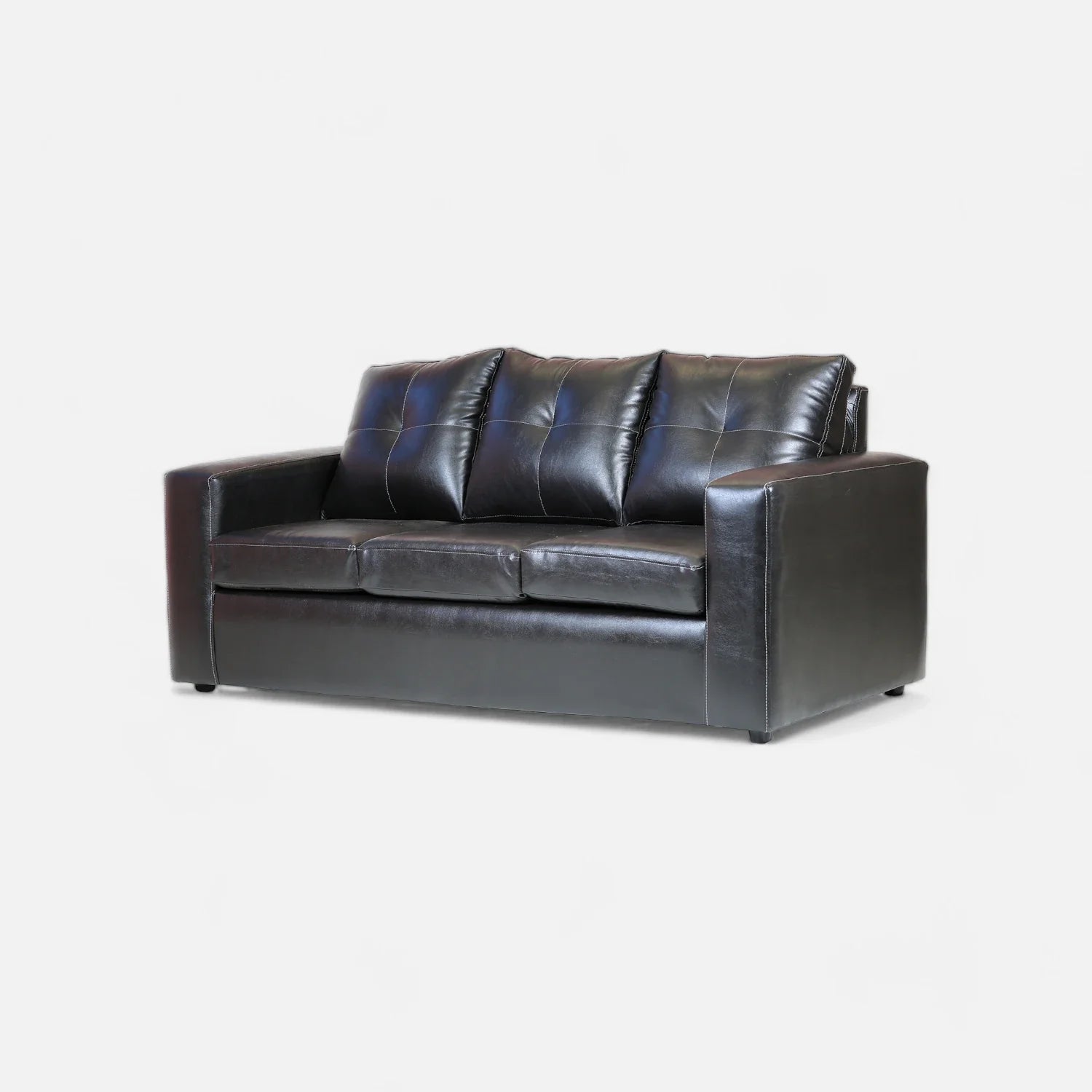 Living Emilia 3 Cuerpos Y 2 Poufs - Cuero Sintético Pu Negro