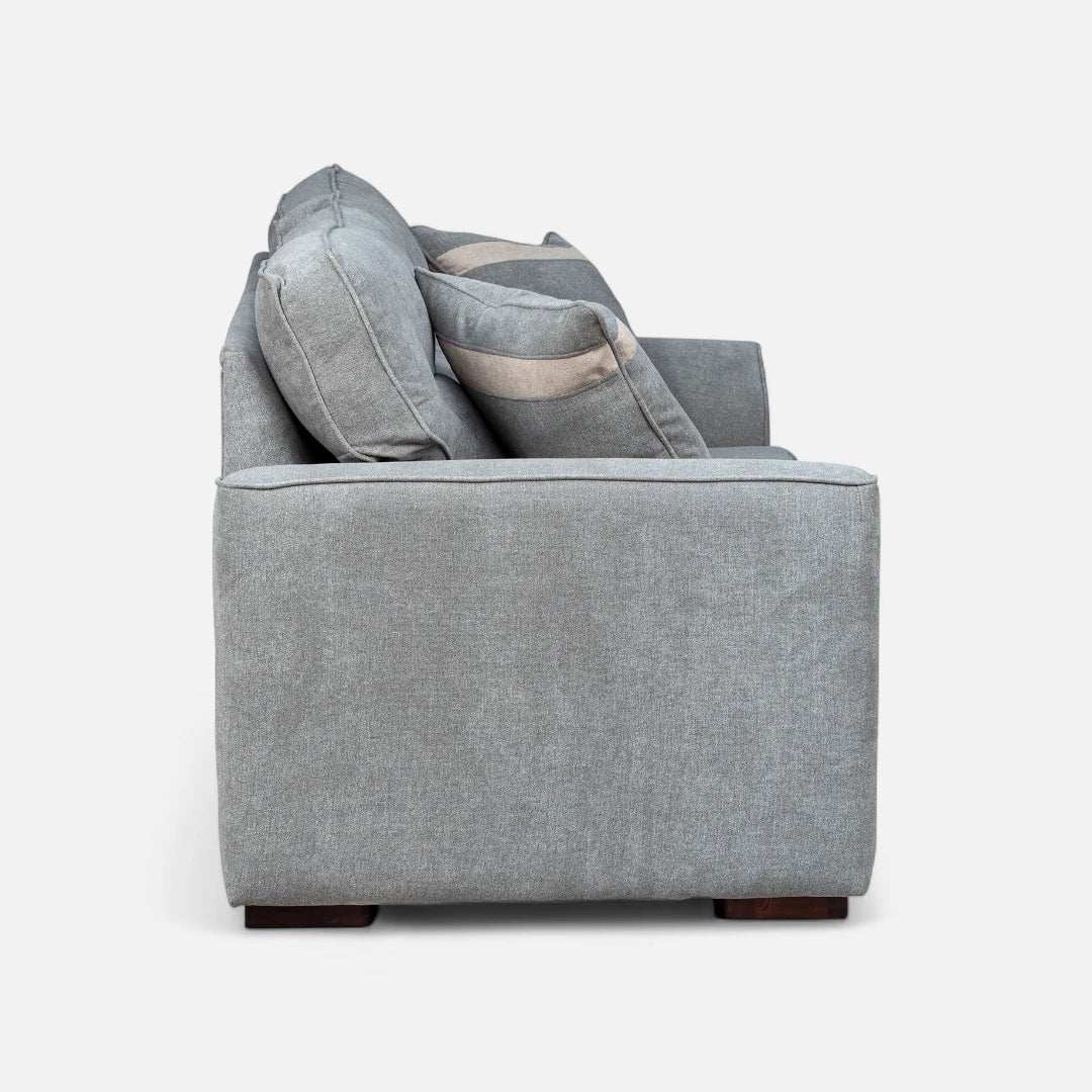 Sofá Monik 3 Cuerpos - Tela Lino Finesse Gris Claro