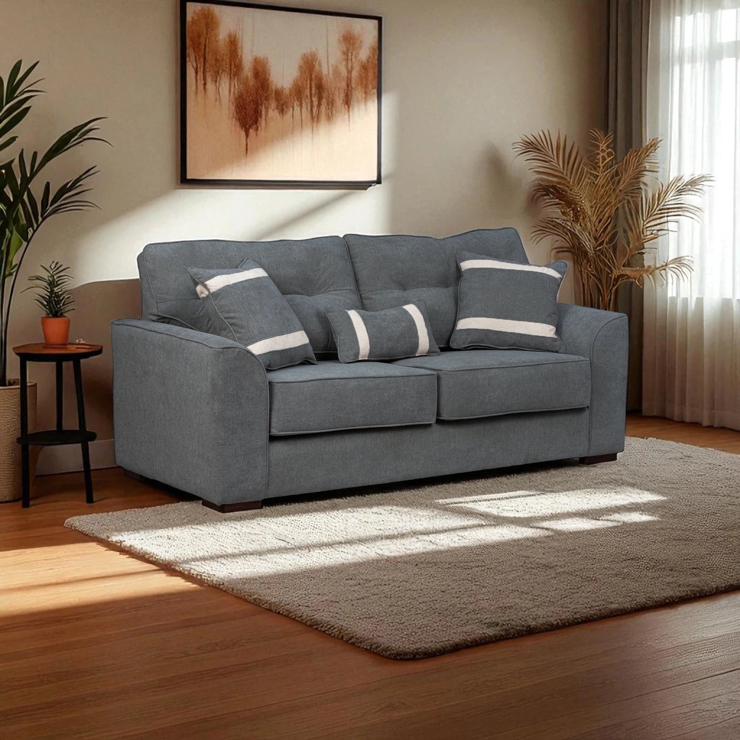 Sofá Monik 3 Cuerpos - Tela Lino Finesse Gris Medio