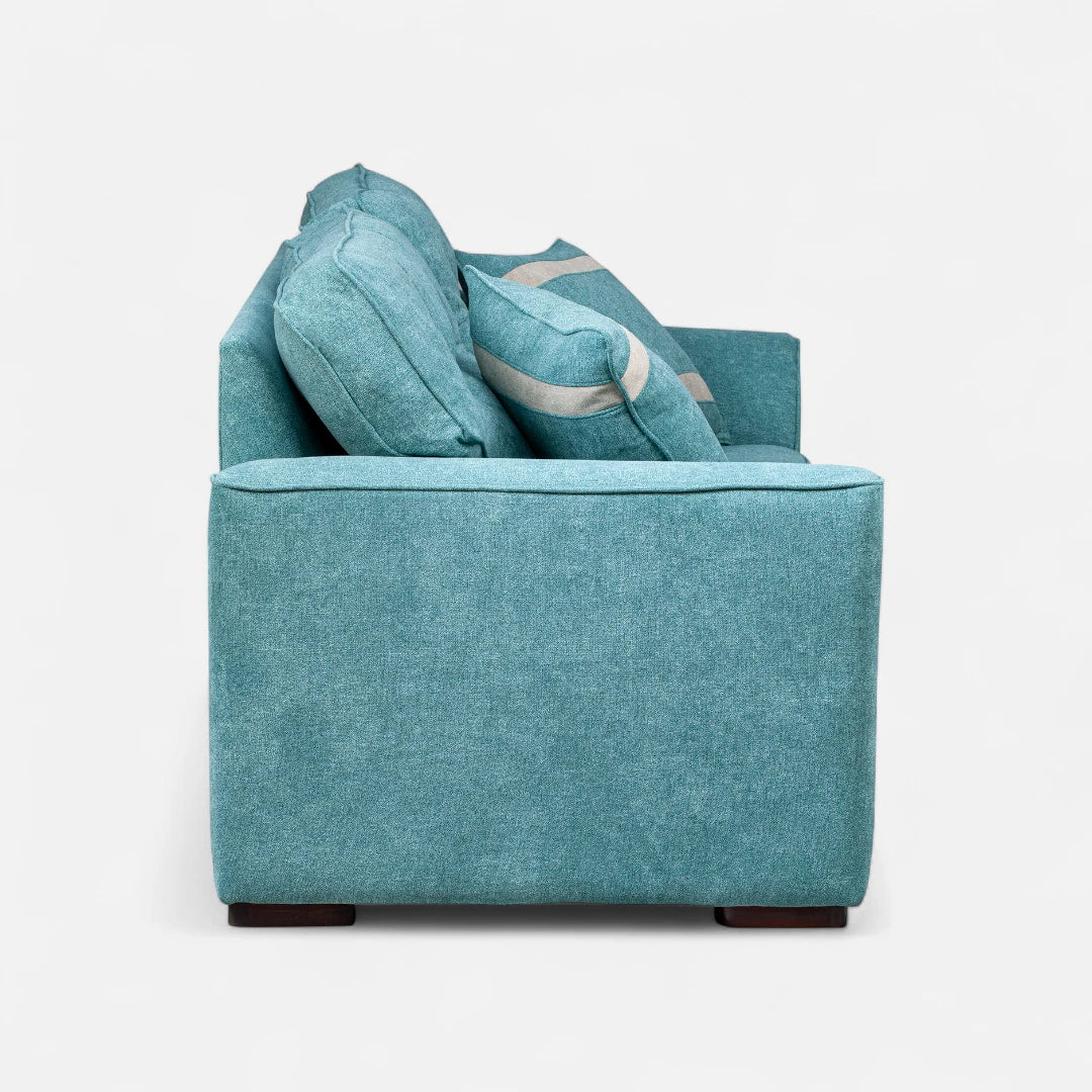 Sofá Monik 3 Cuerpos - Tela Lino Finesse Verde Agua