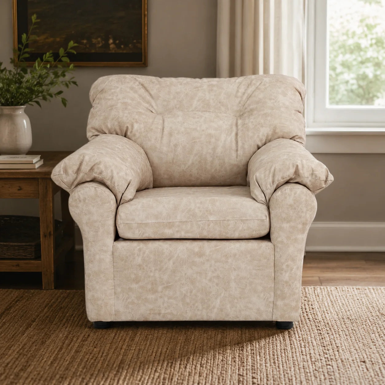 Sofá América 1 Cuerpo - Cuero Sintético Auris Beige