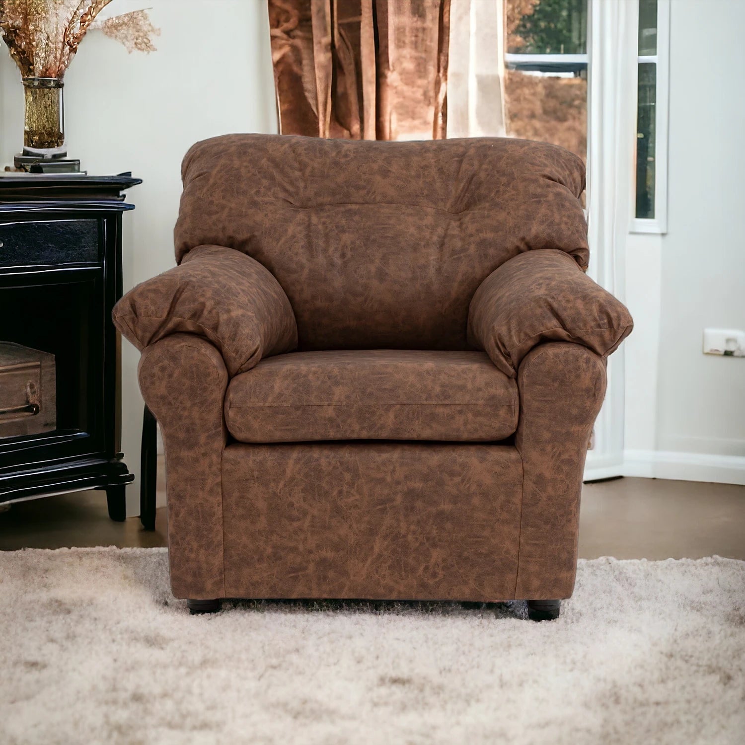 Sofá América en cuero sintético café | mueblesamerica.cl