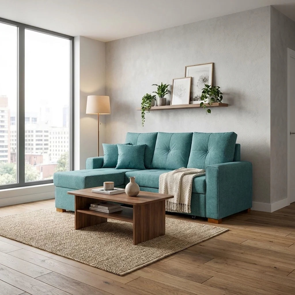Sofá cama Amelia en color verde agua | mueblesamerica.cl