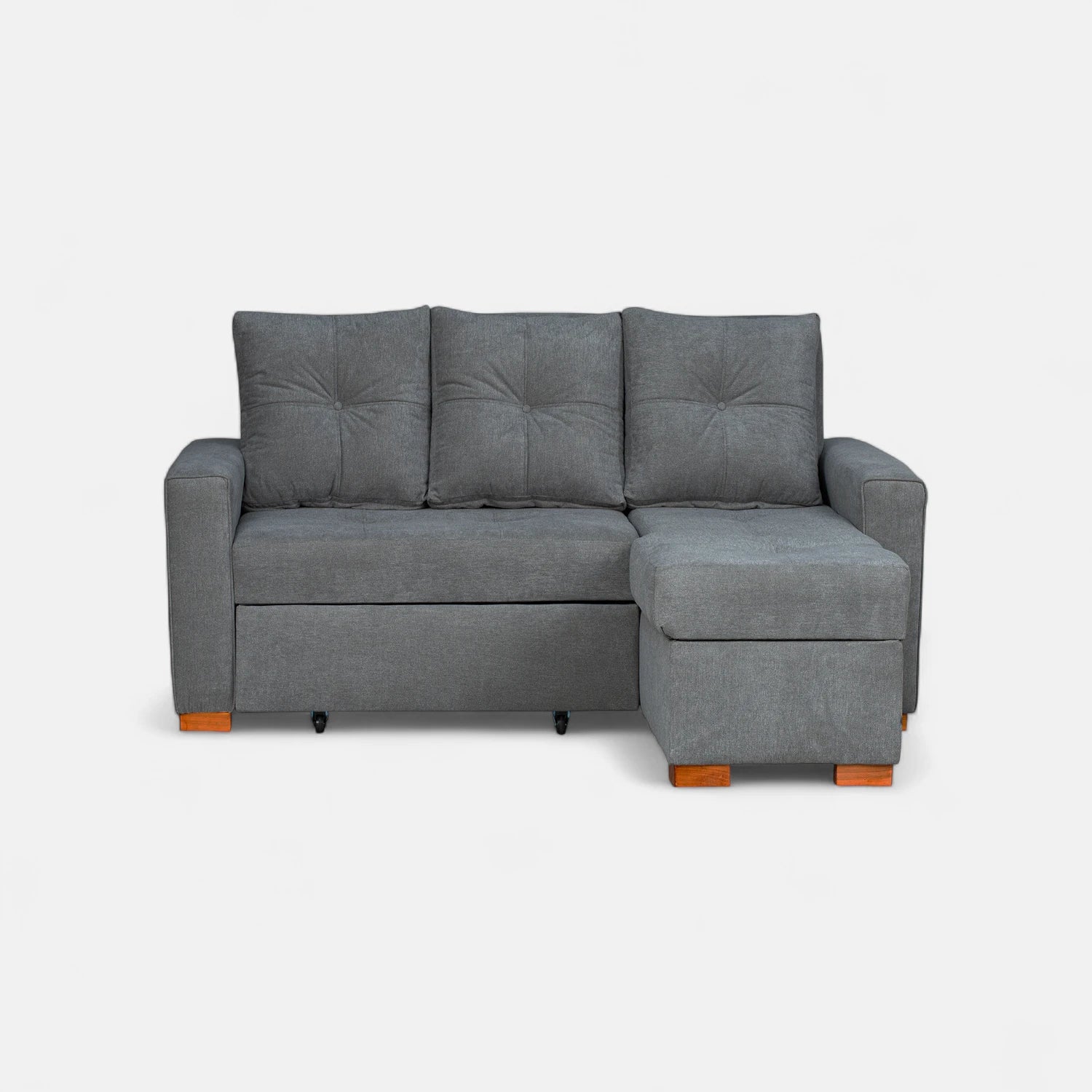 Sofá Cama Amelia Baúl Derecho - Tela Lino Finesse Gris Medio