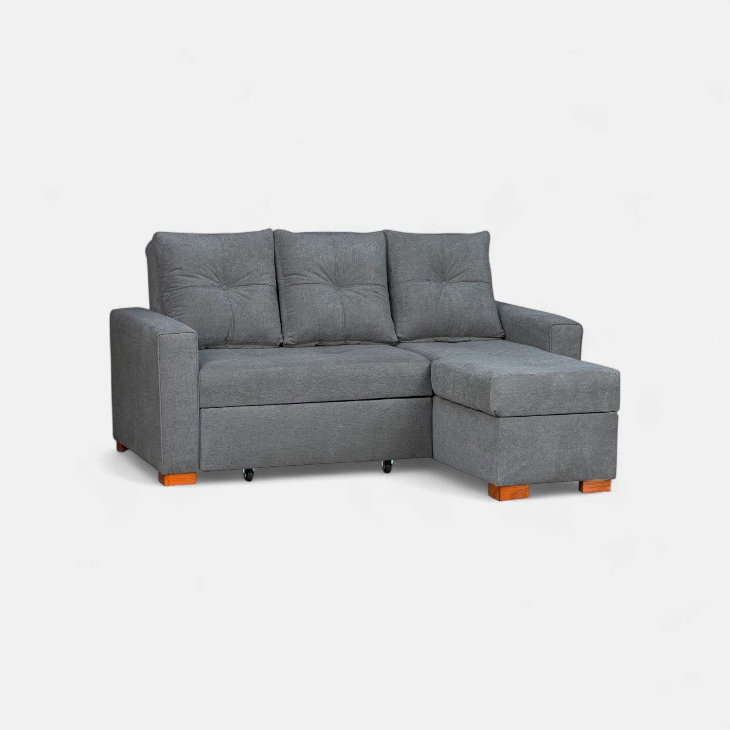 Sofá Cama Amelia Baúl Derecho - Tela Lino Finesse Gris Medio