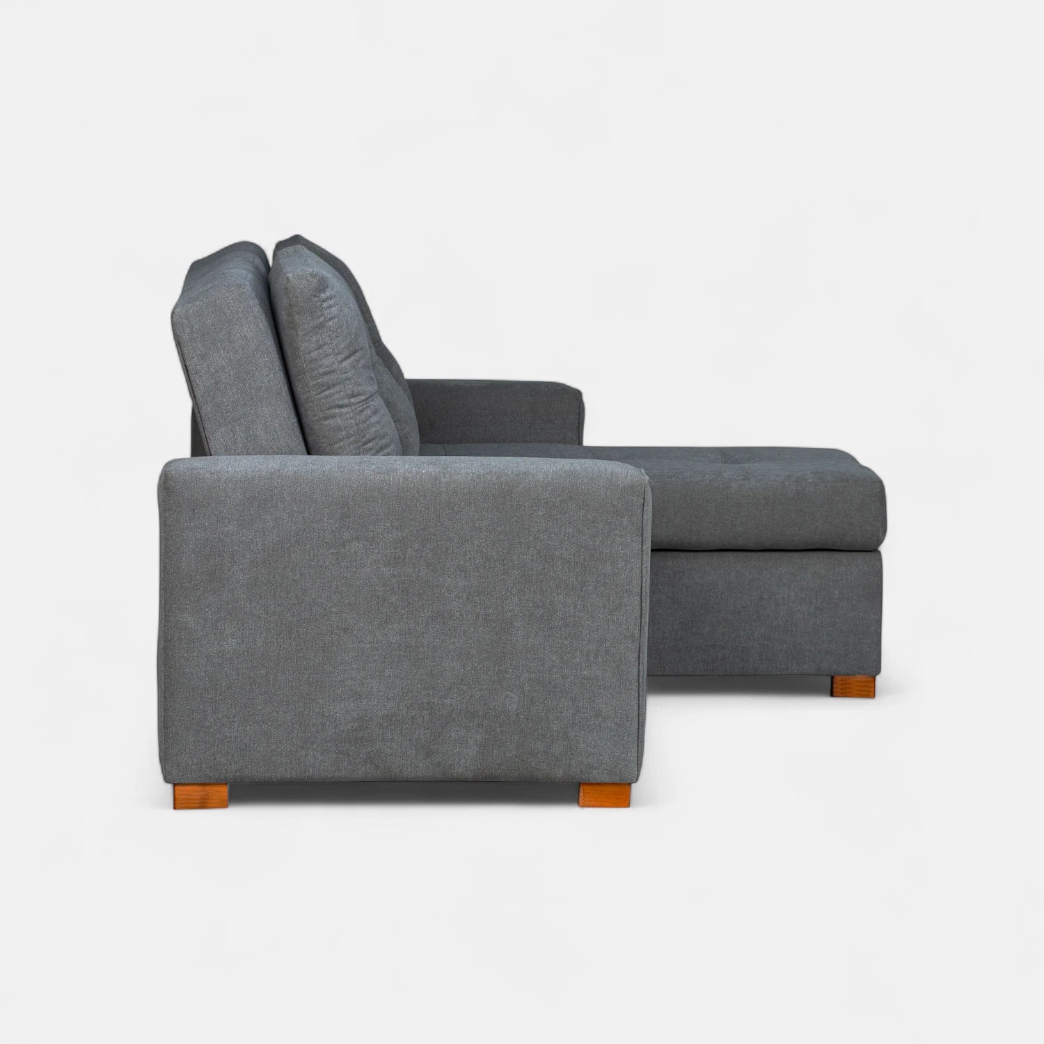 Sofá Cama Amelia Baúl Derecho - Tela Lino Finesse Gris Medio