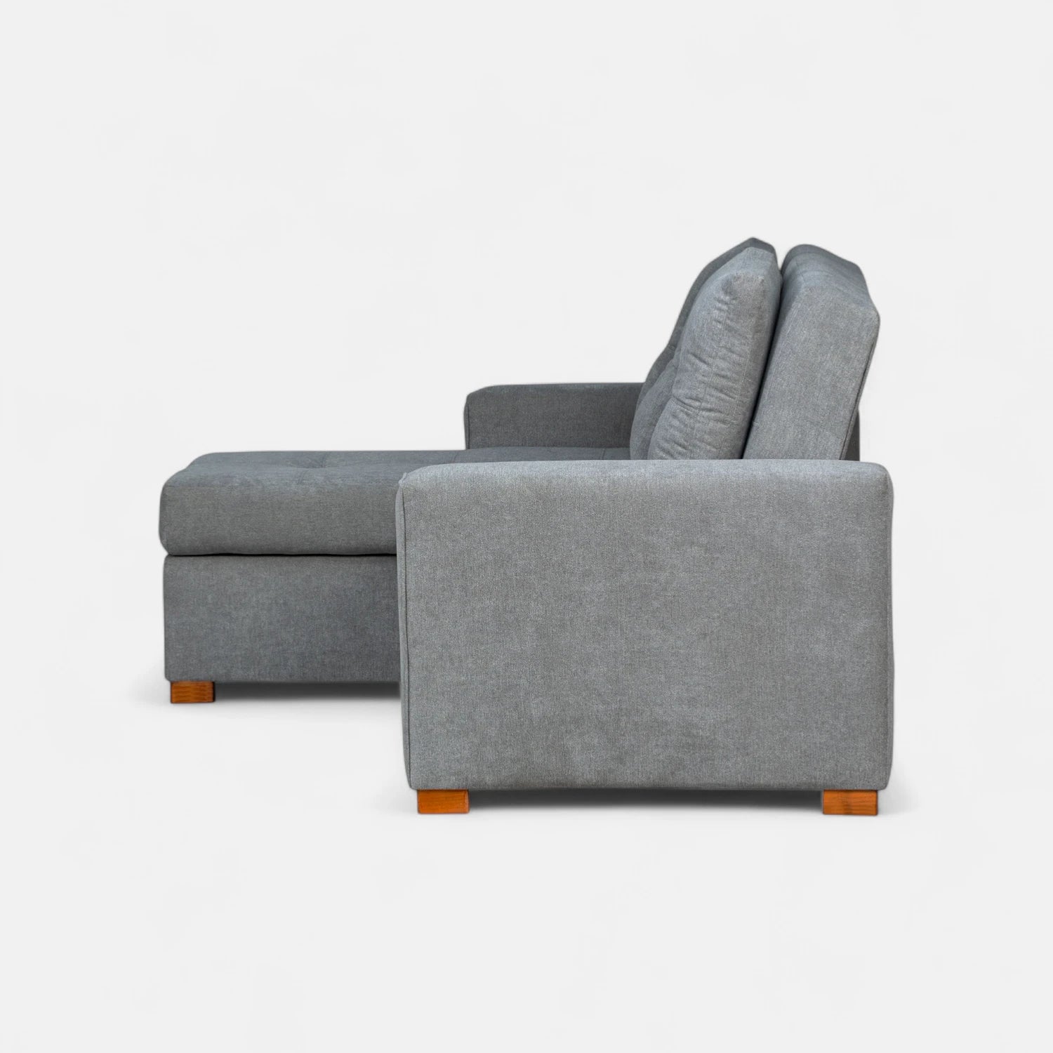 Sofá Cama Amelia Baúl Izquierdo - Tela Lino Finesse Gris Neutro