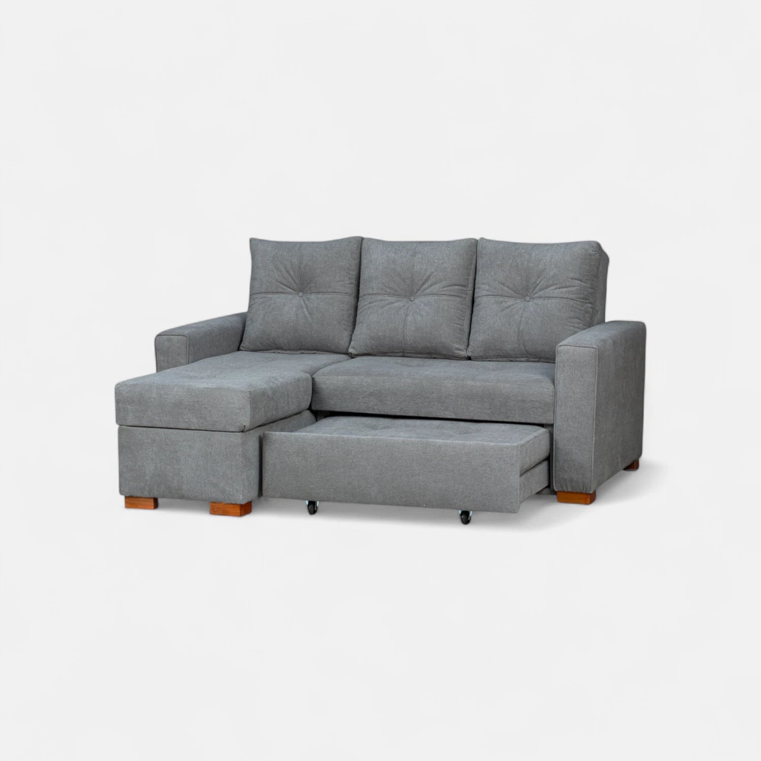 Sofá Cama Amelia Baúl Izquierdo - Tela Lino Finesse Gris Neutro