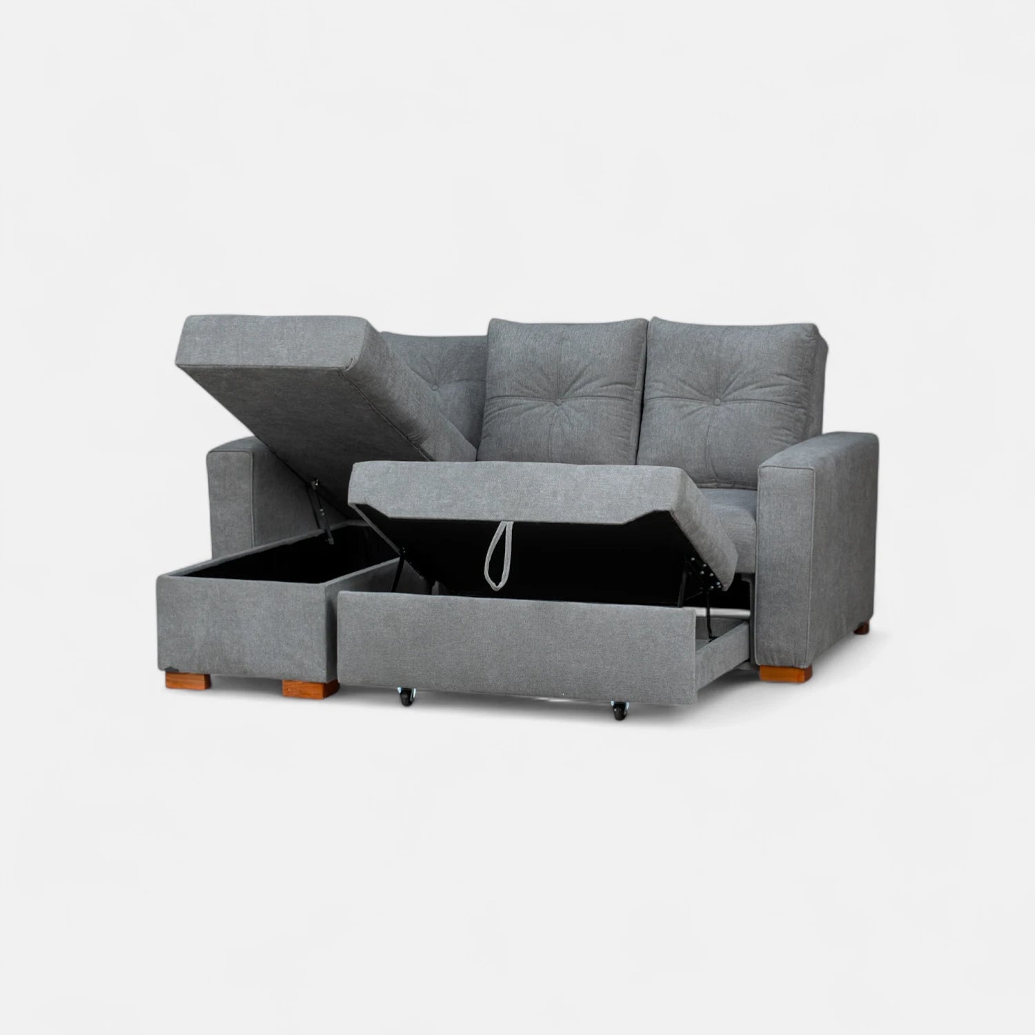 Sofá Cama Amelia Baúl Izquierdo - Tela Lino Finesse Gris Neutro