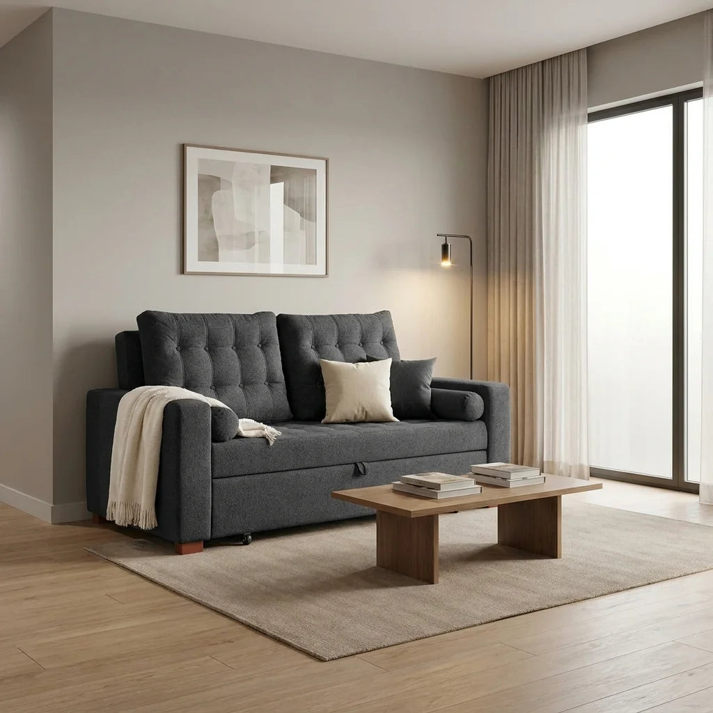 Sofá Cama Ciprés - Tela Lino Bahía Marengo