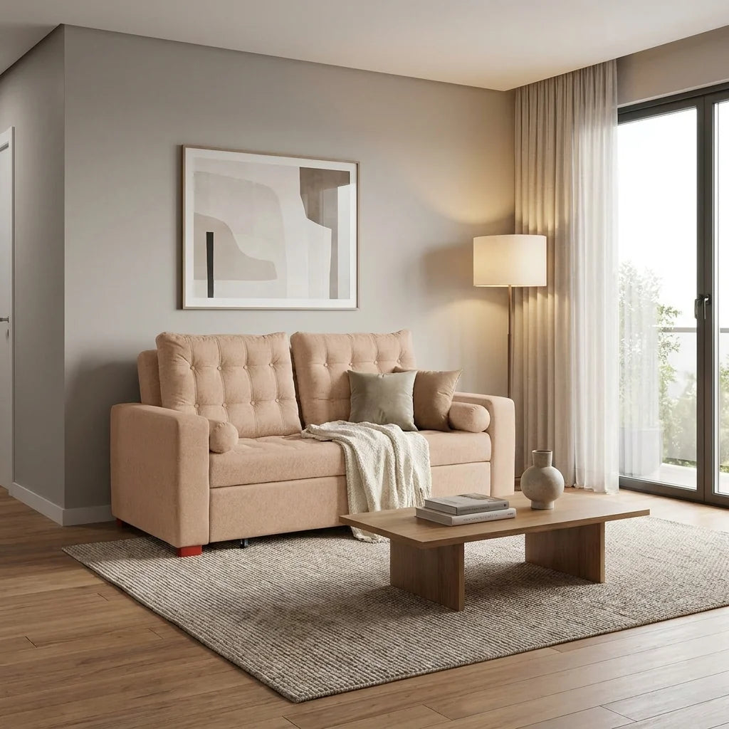 Sofá Cama Ciprés - Tela Lino Sidelli Beige