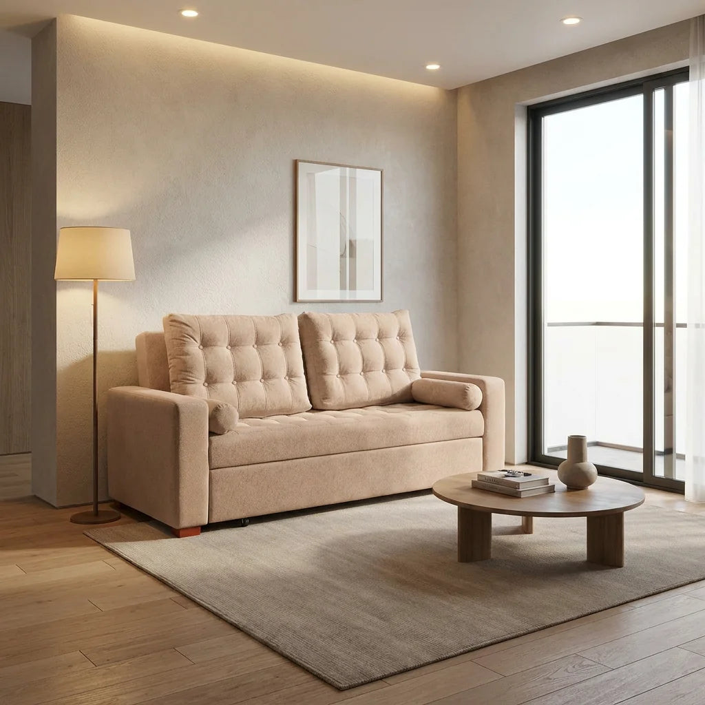 Sofá Cama Ciprés - Tela Lino Sidelli Beige