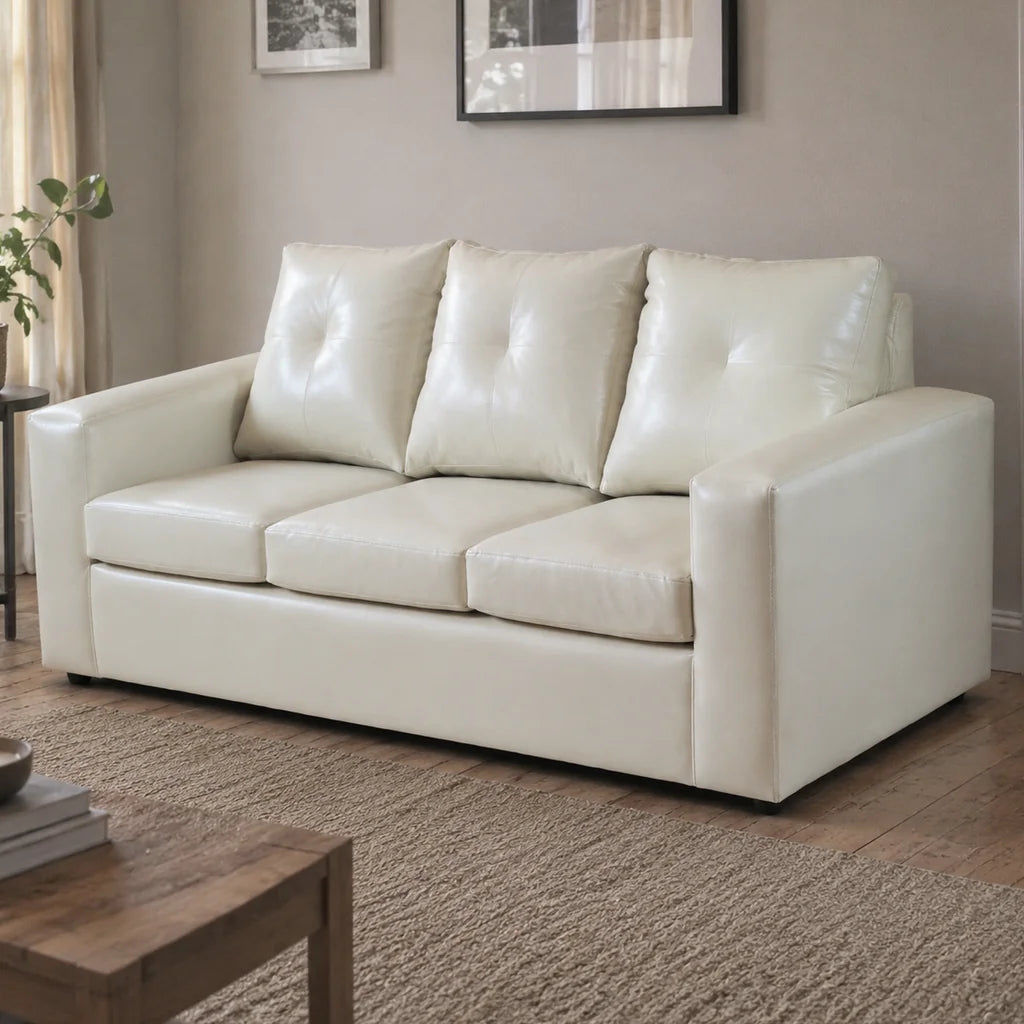 Sofá Emilia 3 Cuerpos - Cuero Sintético Pu Beige