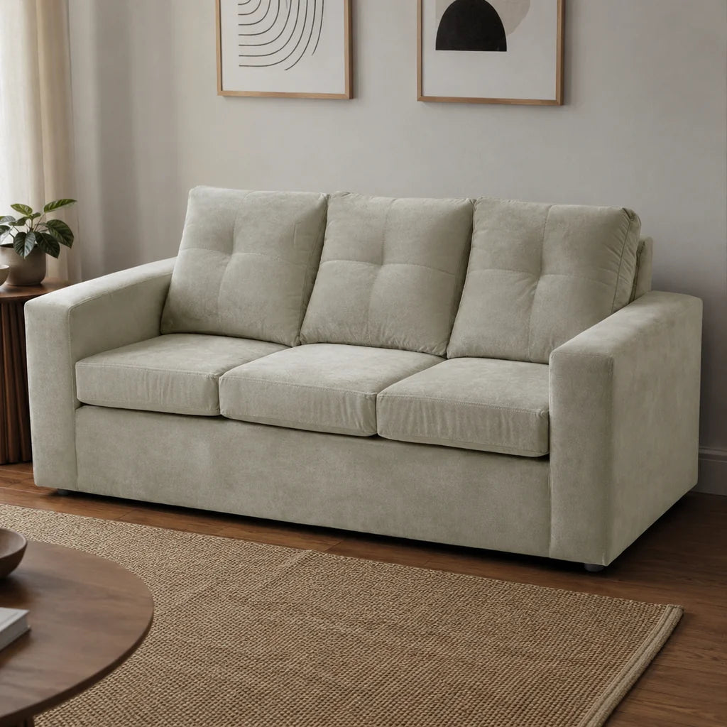 Sofá Emilia 3 Cuerpos - Tela Felpa Beige