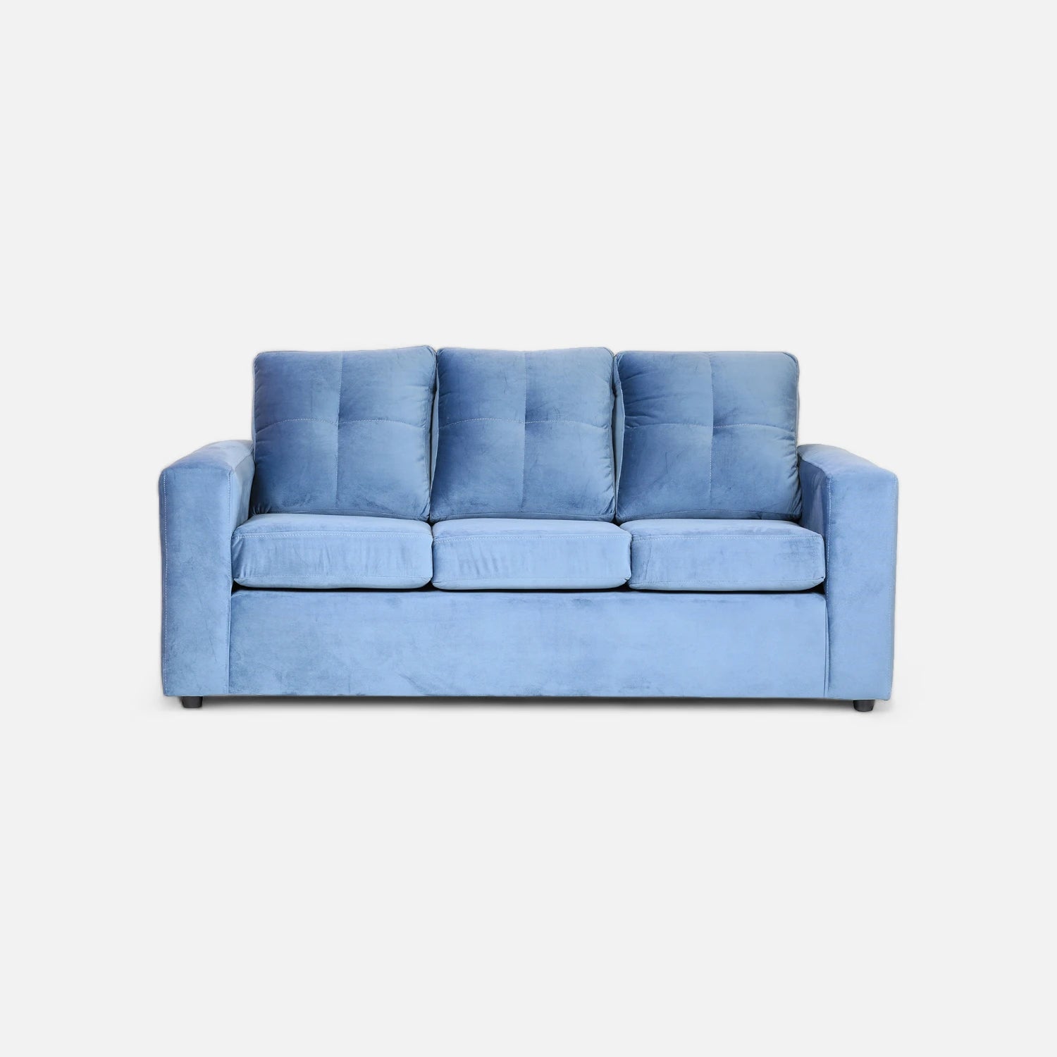 Living Emilia 3 Cuerpos Y 2 Poufs - Tela Felpa Azul Petróleo