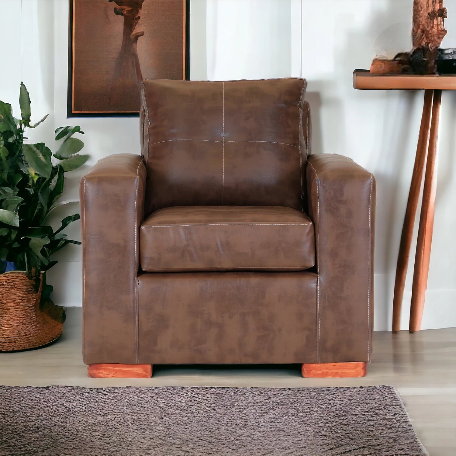 Sofá Franco de cuero sintético caramelo | mueblesamerica.cl