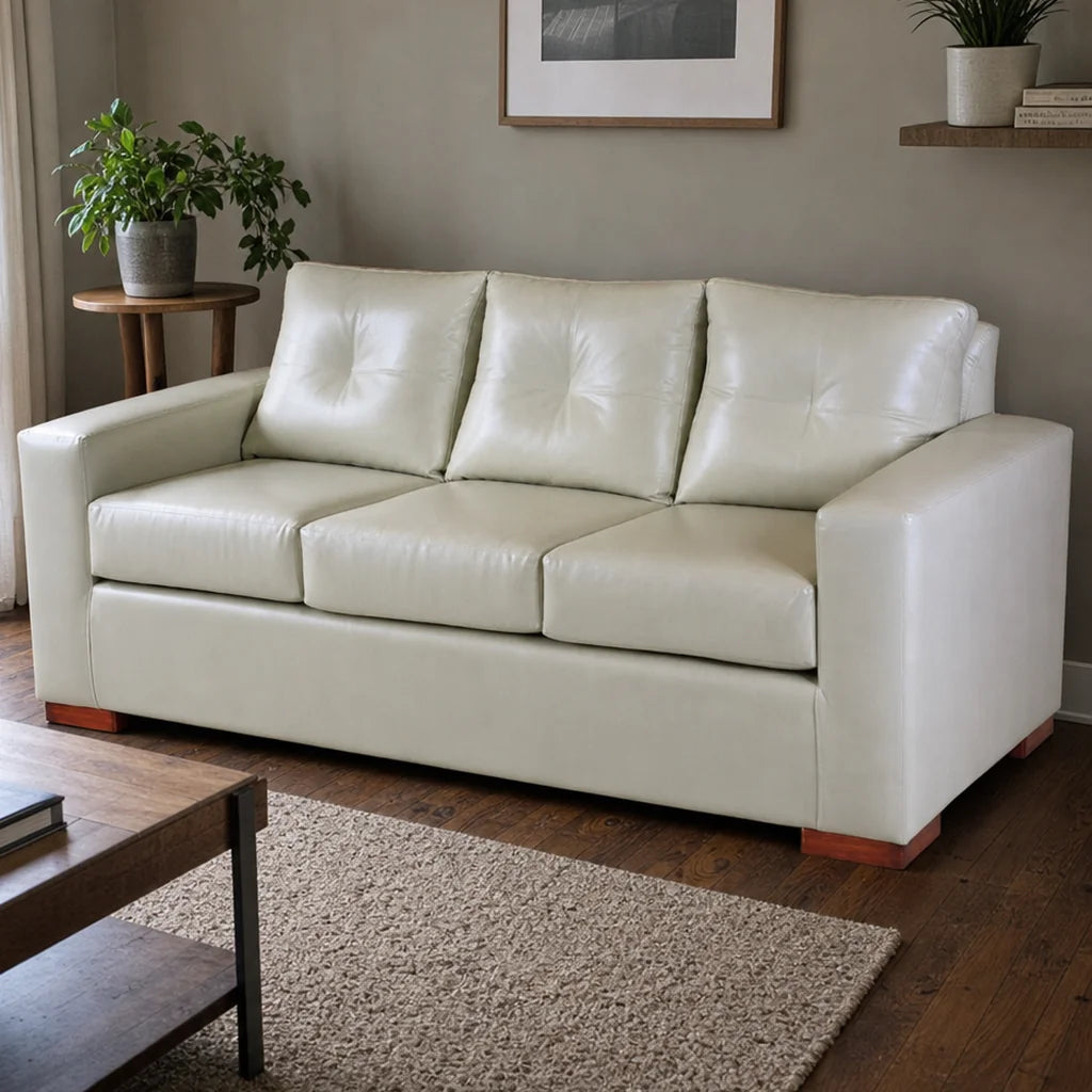 Sofá Franco 3 Cuerpos - Cuero Sintético Pu Beige