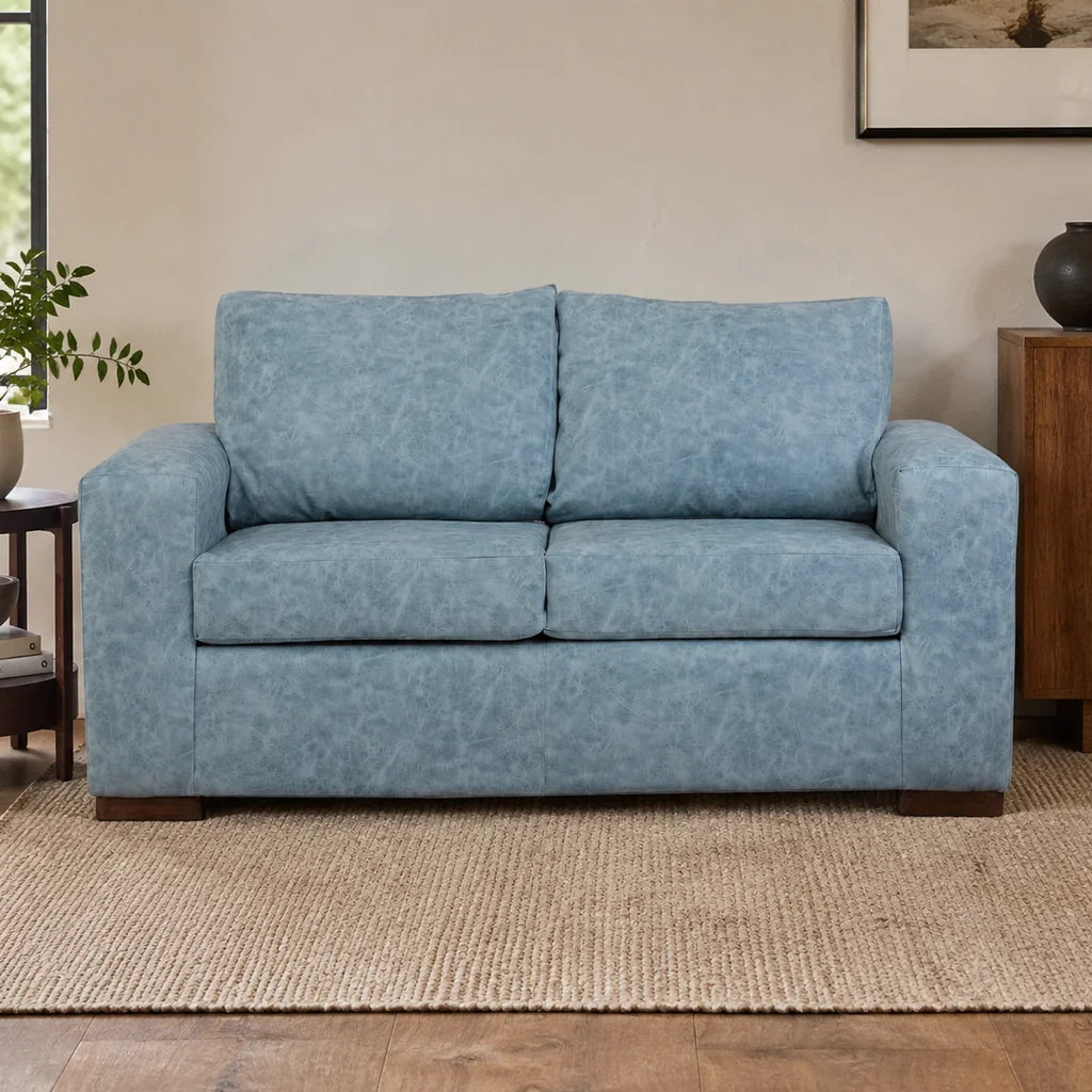 Sofá Infinity 2 Cuerpos - Cuero Sintético Auris Azul Claro