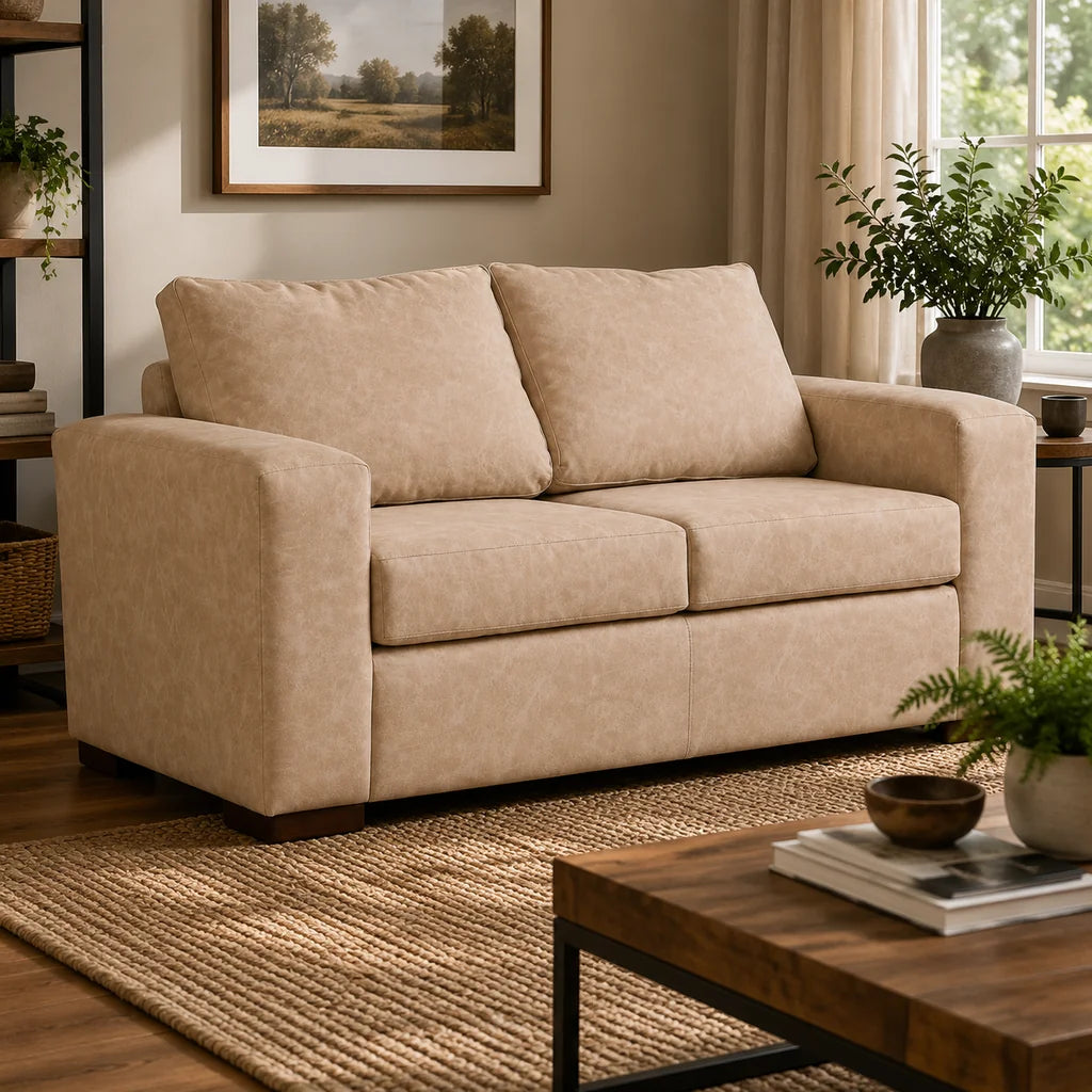 Sofá Infinity 2 Cuerpos - Cuero Sintético Auris Beige