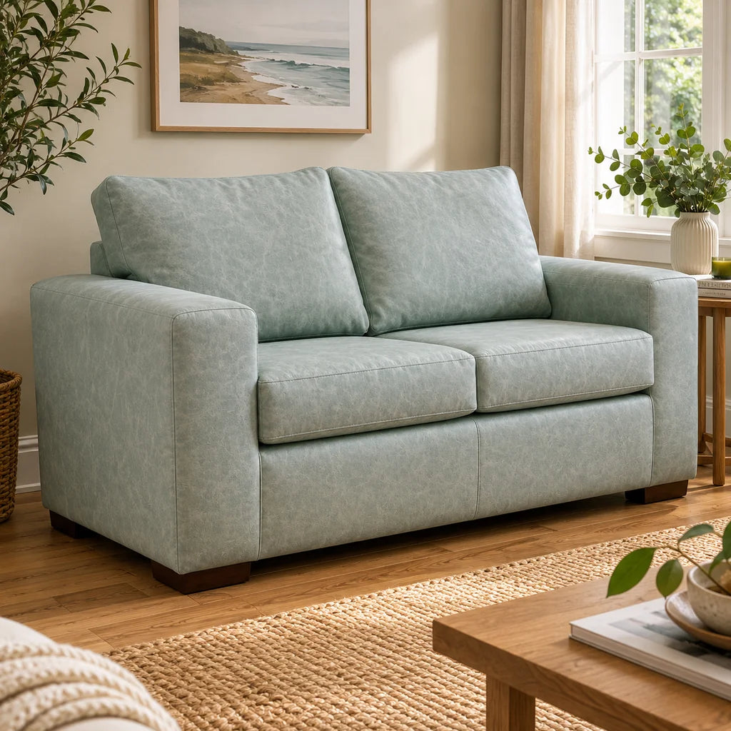 Sofá Infinity 2 Cuerpos - Cuero Sintético Auris Verde Agua