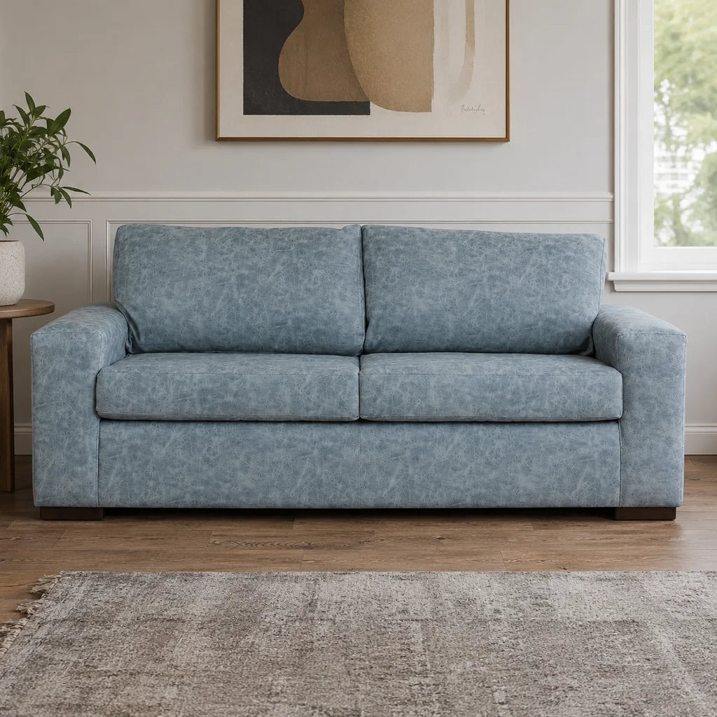 Sofá Infinity 3 Cuerpos - Cuero Sintético Auris Azul Claro