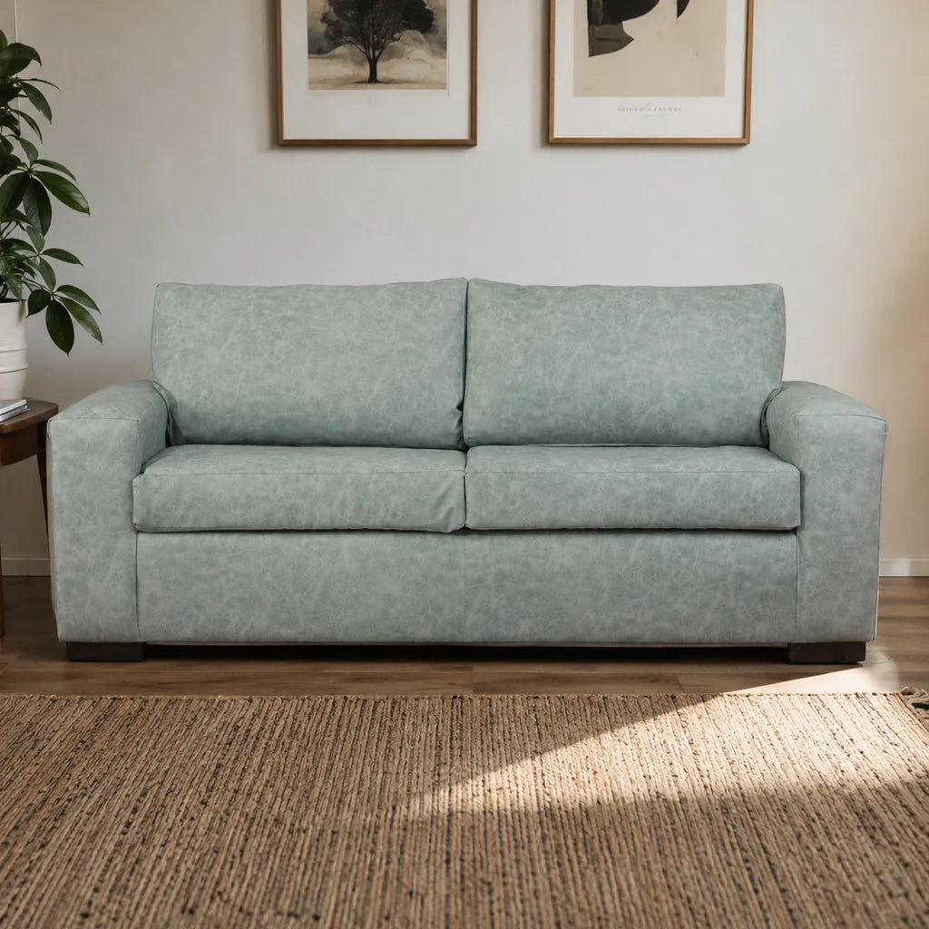 Sofá Infinity 3 Cuerpos - Cuero Sintético Auris Verde Agua