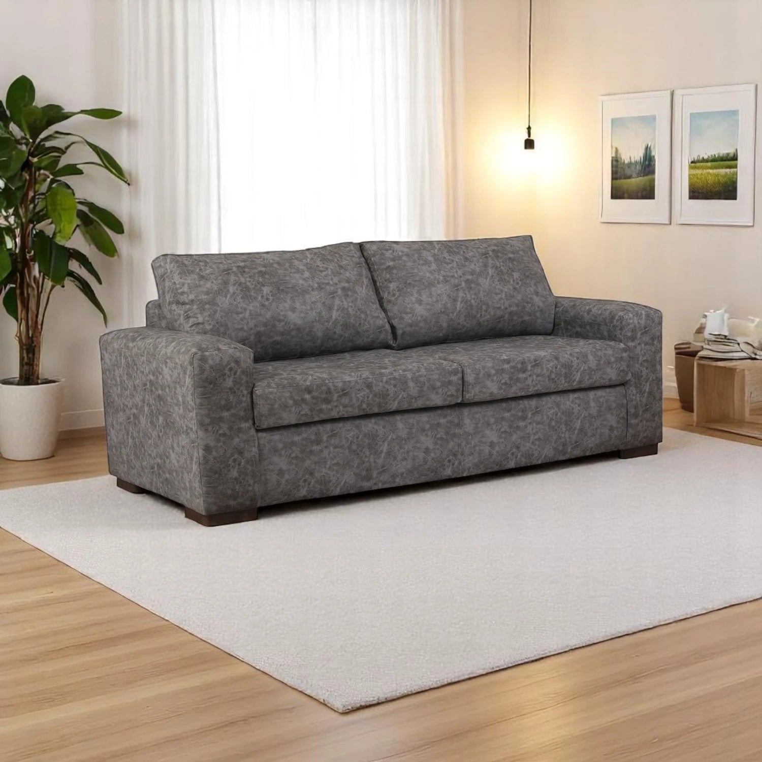 Sofá Infinity 3 Cuerpos - Cuero Sintético Auris Gris