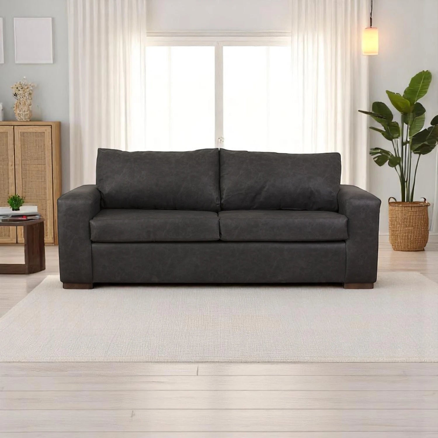 Sofá Infinity 3 Cuerpos - Cuero Sintético Auris Negro