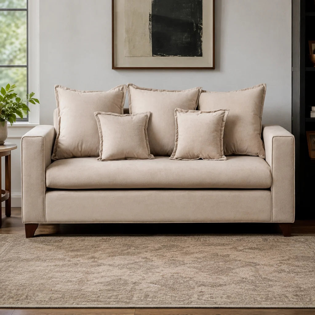Sofá Isabella 3 Cuerpos - Tela Felpa Beige