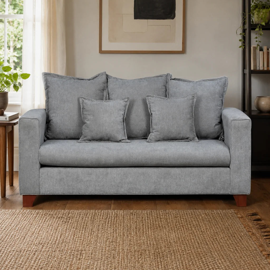 Sofá Isabella 3 Cuerpos - Tela Lino Finesse Gris Claro