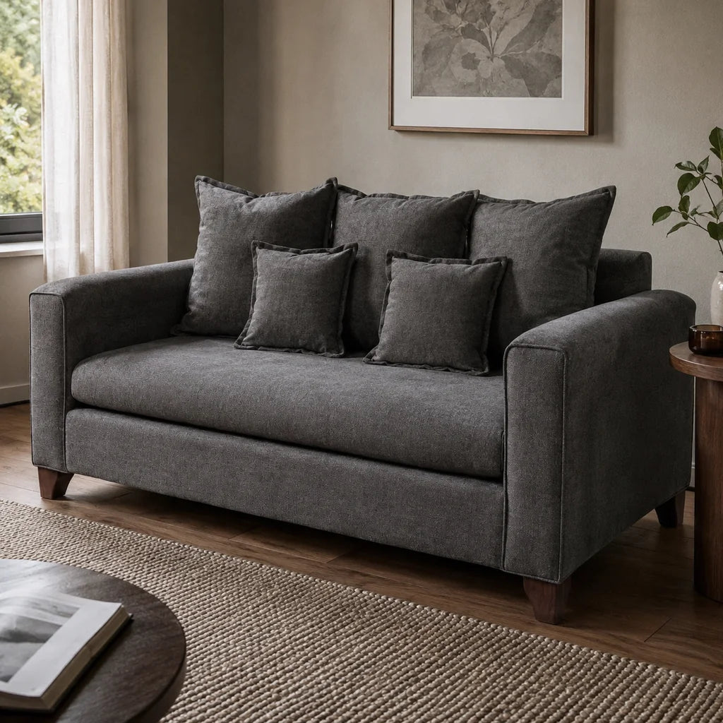 Sofá Isabella 3 Cuerpos - Tela Lino Finesse Gris Medio