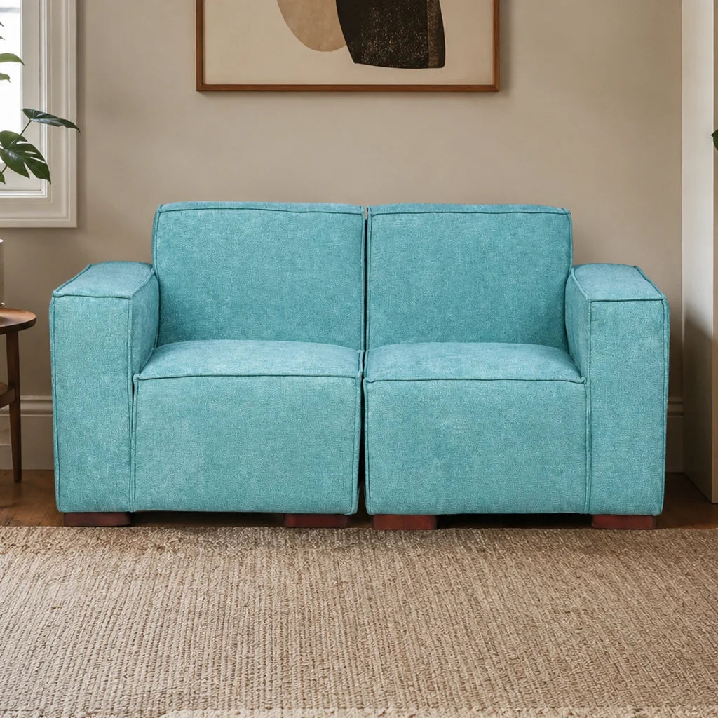 Sofá Modular 2 cuerpos - Tela Lino Finesse Verde Agua
