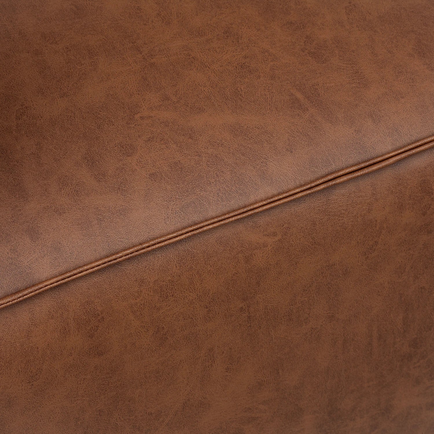 Sofá Modular 3 Cuerpos y 2 Poufs - Cuero Reconstituido Whisky