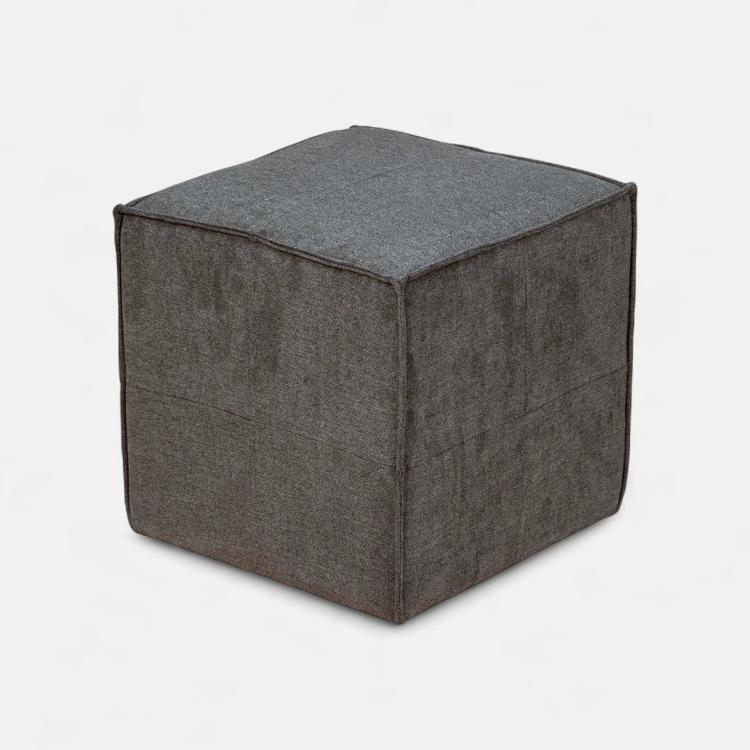 Sofá Modular 3 cuerpos y 2 Poufs - Tela Lino Finesse Gris Medio
