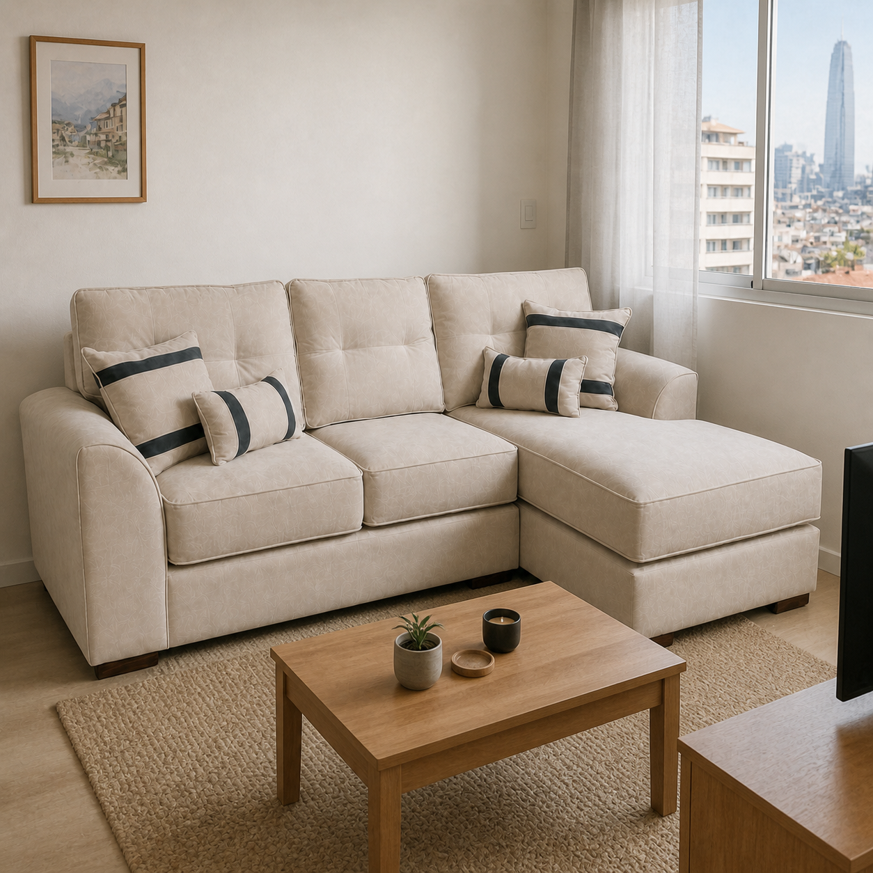 Seccional Monik Derecho - Tela Lino Finesse Beige