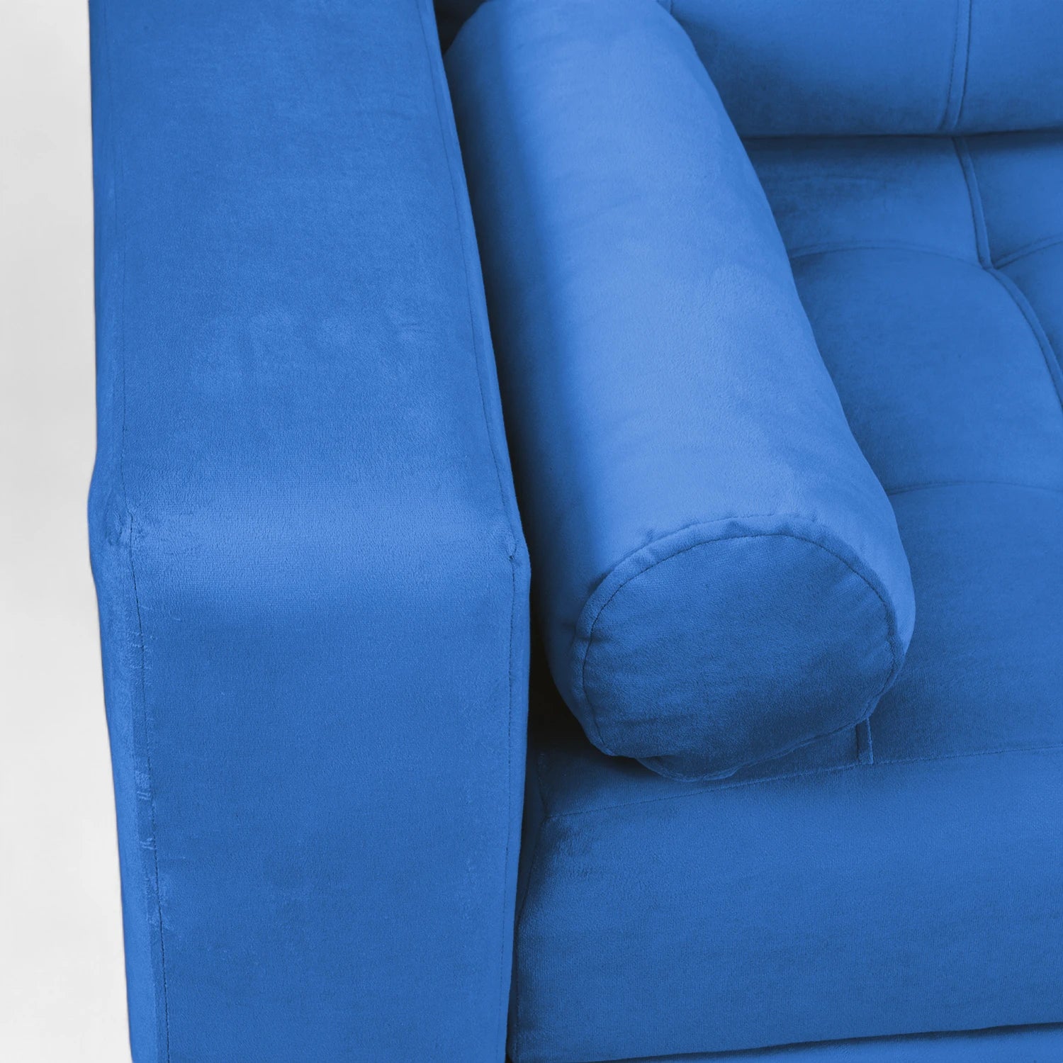 Sofá Cama Ciprés - Tela Felpa Azul Petróleo