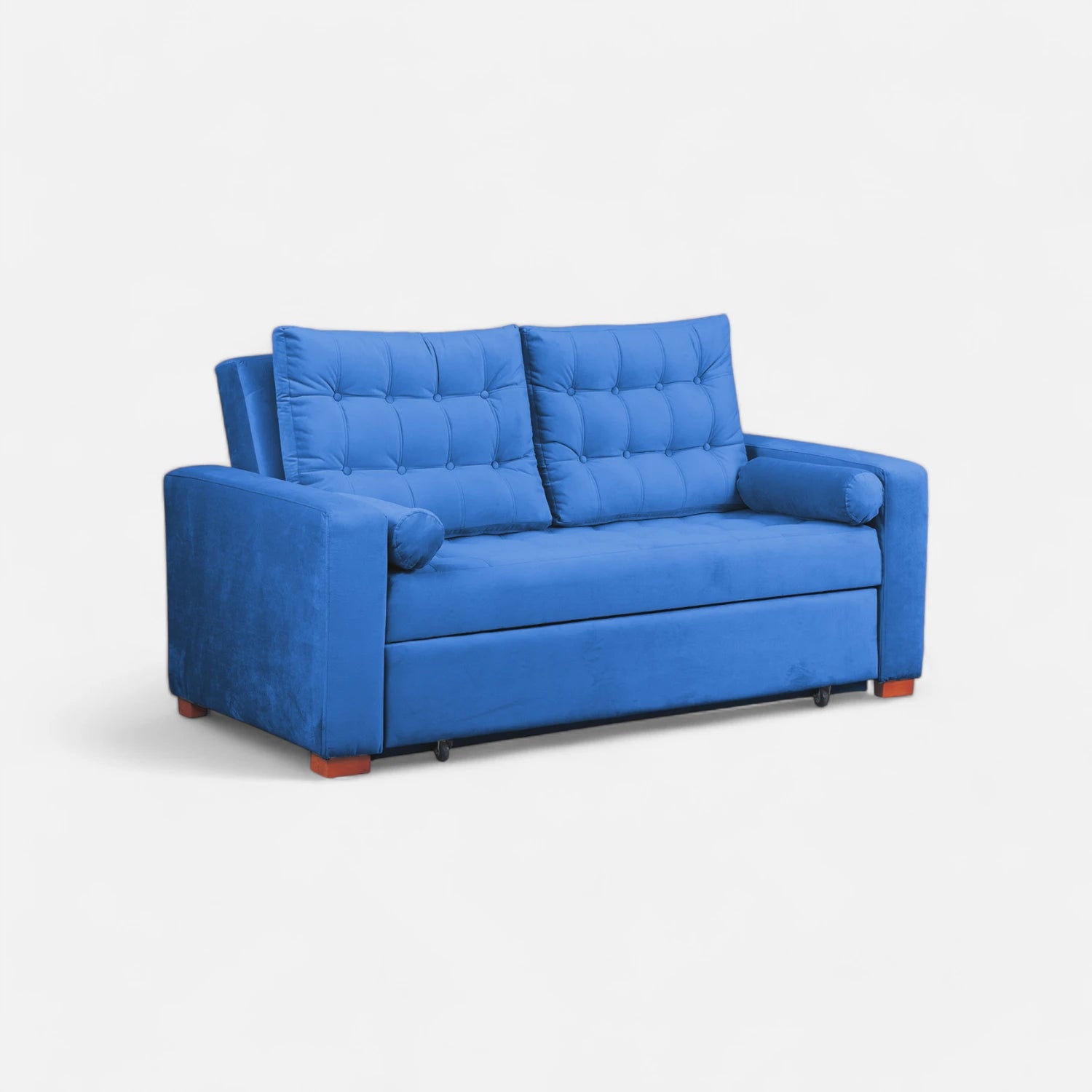 Sofá Cama Ciprés - Tela Felpa Azul Petróleo