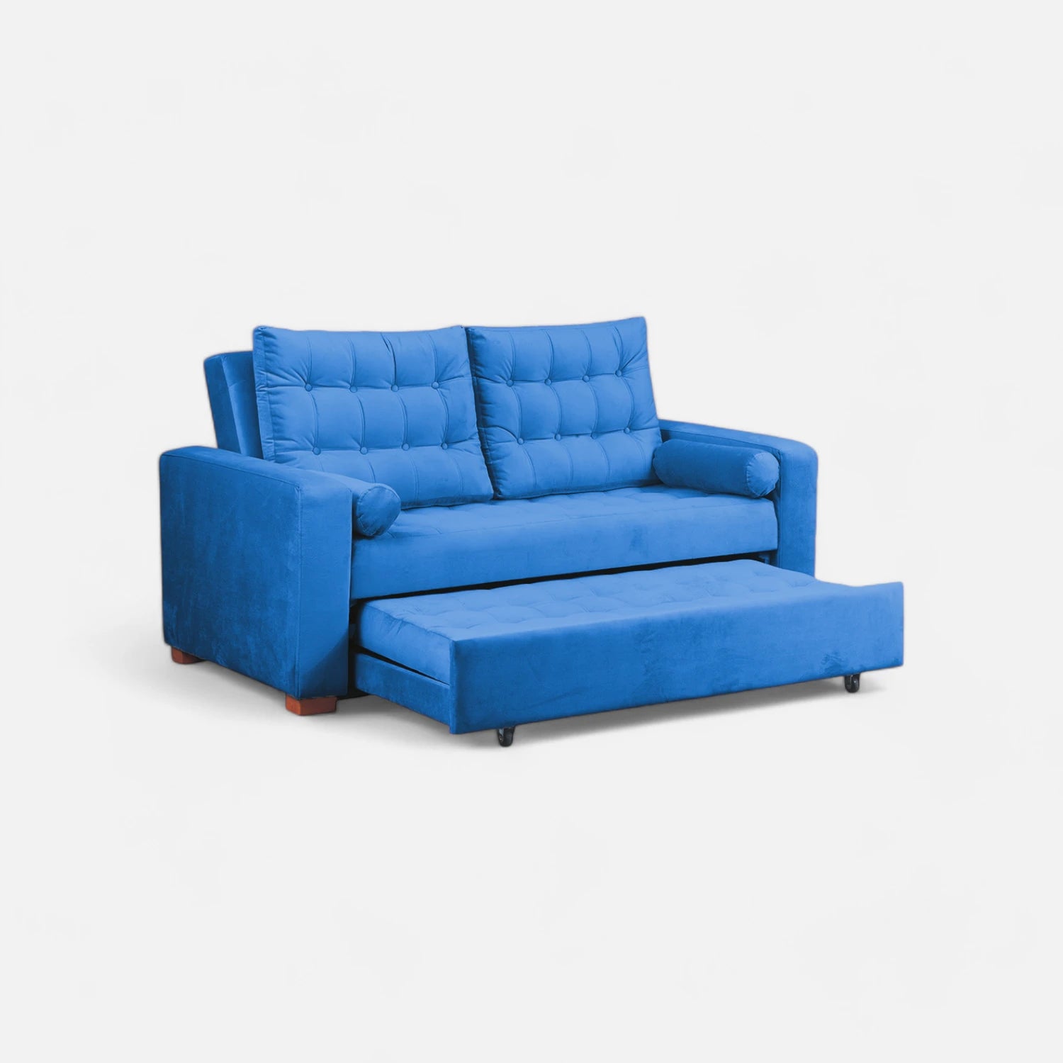 Sofá Cama Ciprés - Tela Felpa Azul Petróleo