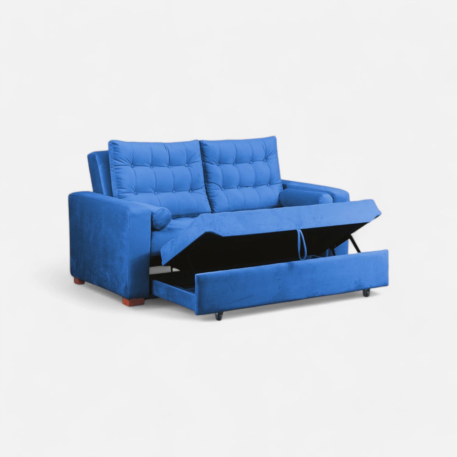 Sofá Cama Ciprés - Tela Felpa Azul Petróleo