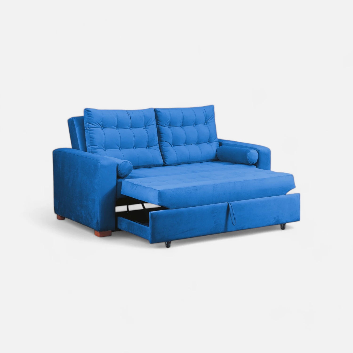 Sofá Cama Ciprés - Tela Felpa Azul Petróleo