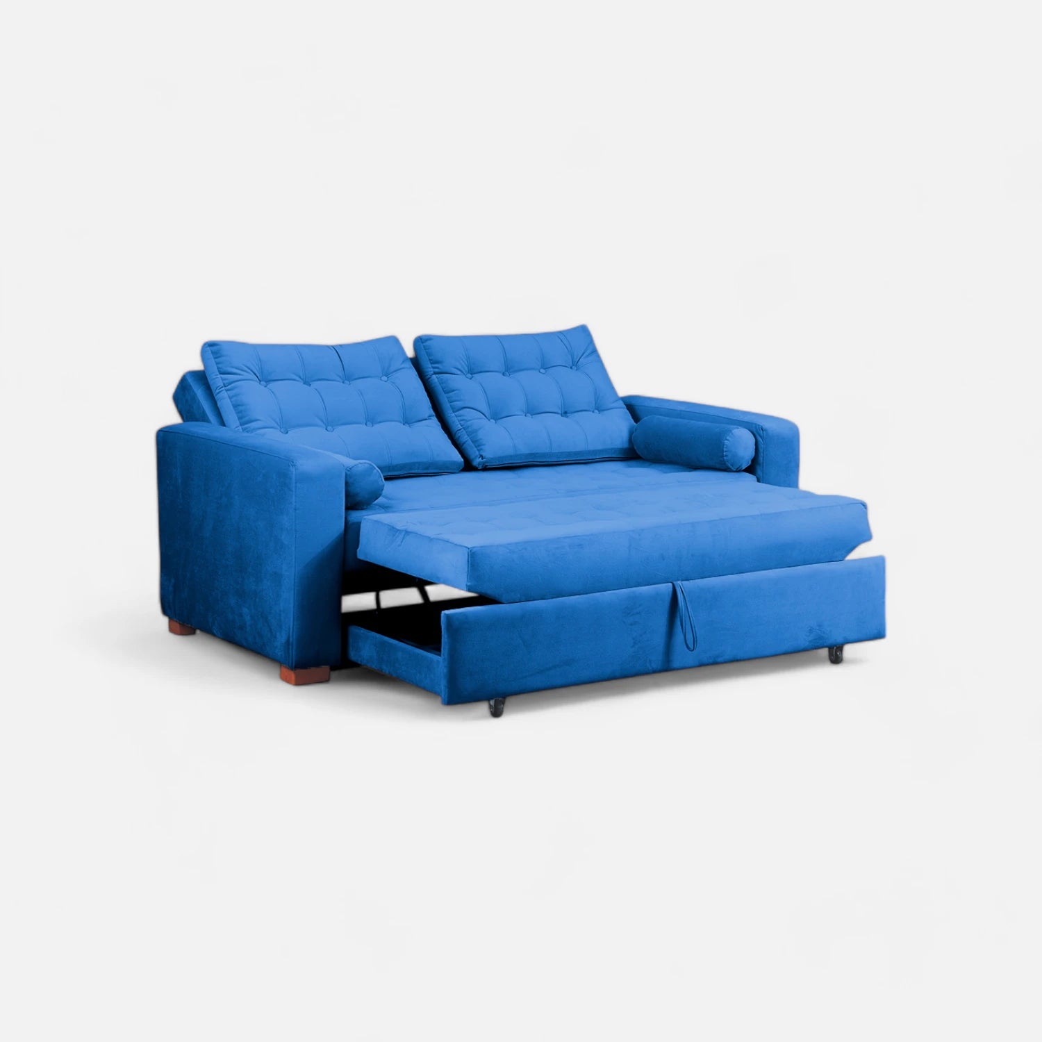 Sofá Cama Ciprés - Tela Felpa Azul Petróleo