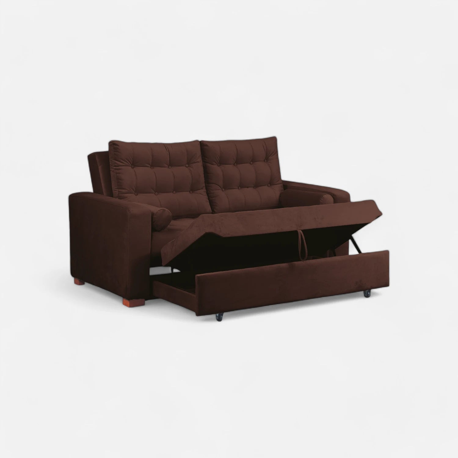Sofá Cama Ciprés - Tela Felpa Café