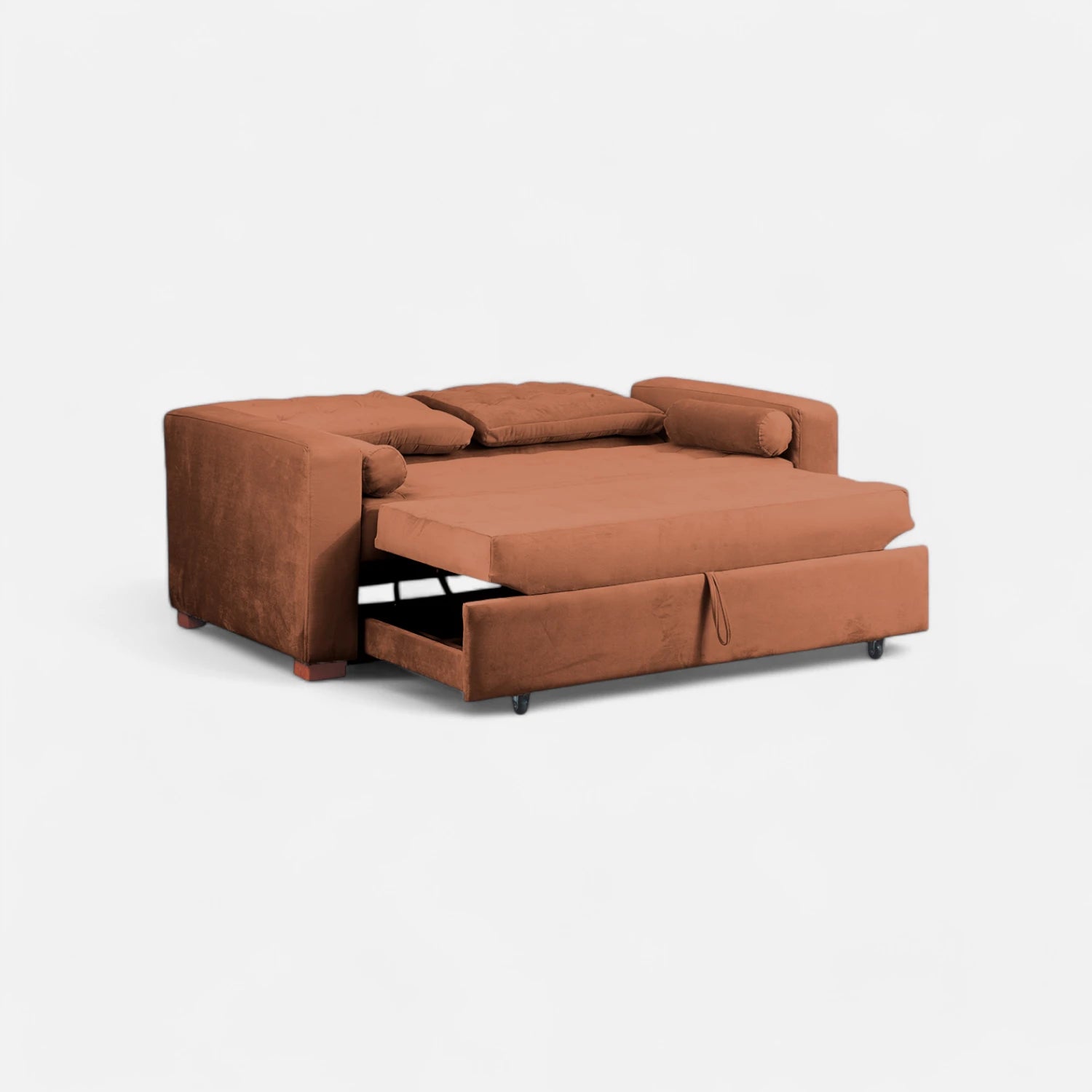 Sofá Cama Ciprés - Tela Felpa Tostado