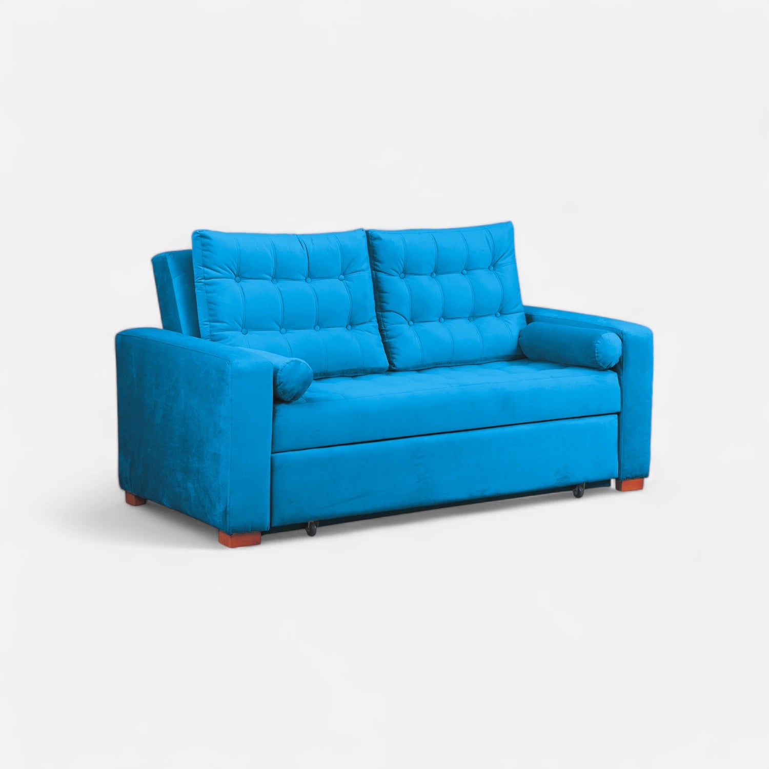Sofá Cama Ciprés - Tela Felpa Turquesa