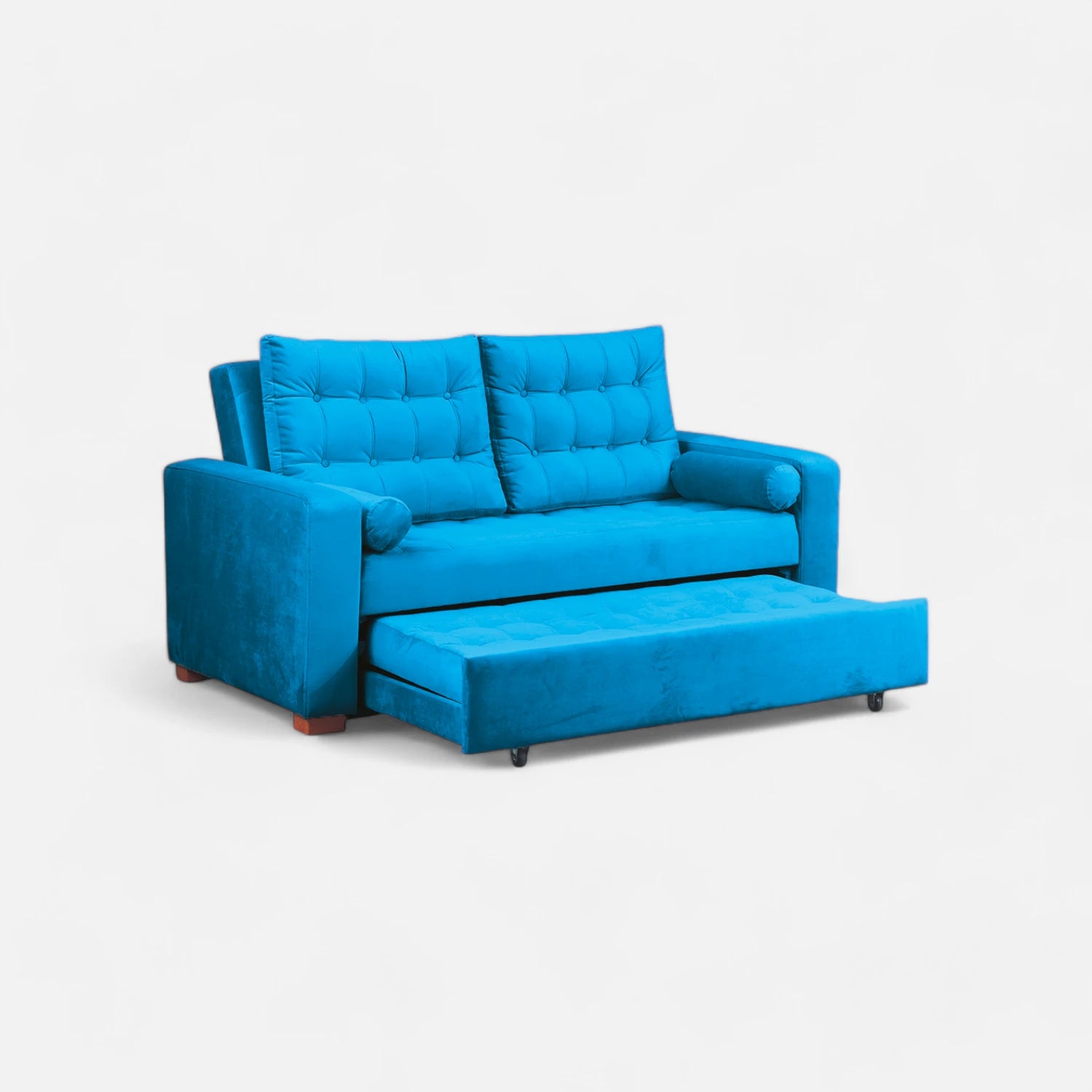Sofá Cama Ciprés - Tela Felpa Turquesa