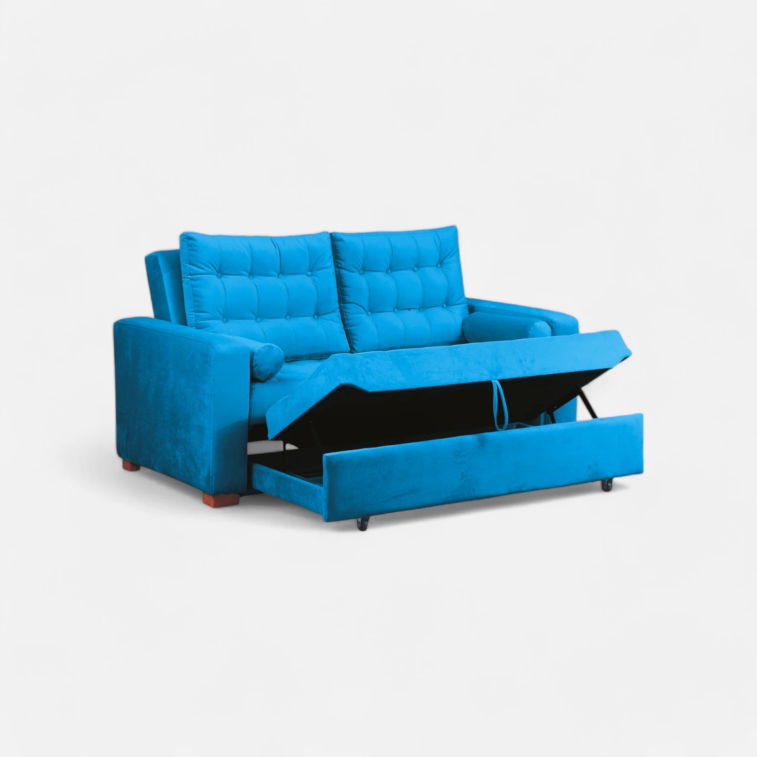 Sofá Cama Ciprés - Tela Felpa Turquesa