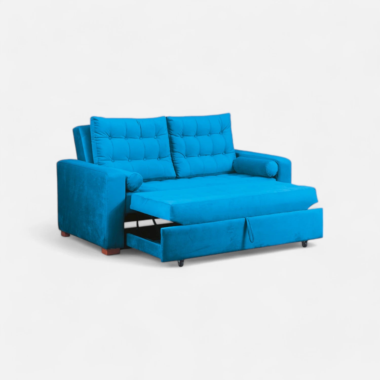 Sofá Cama Ciprés - Tela Felpa Turquesa