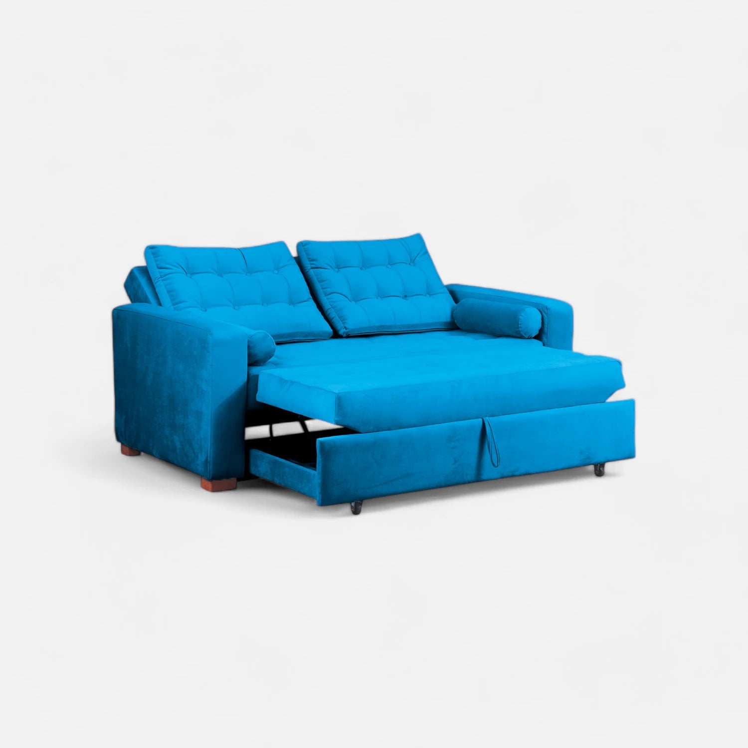 Sofá Cama Ciprés - Tela Felpa Turquesa