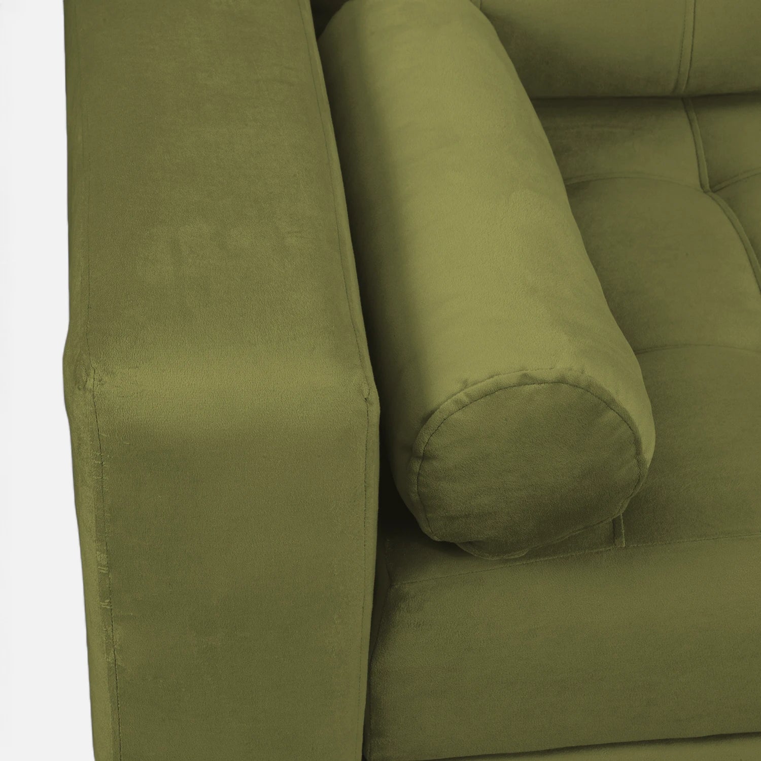 Sofá Cama Ciprés - Tela Felpa Verde Musgo