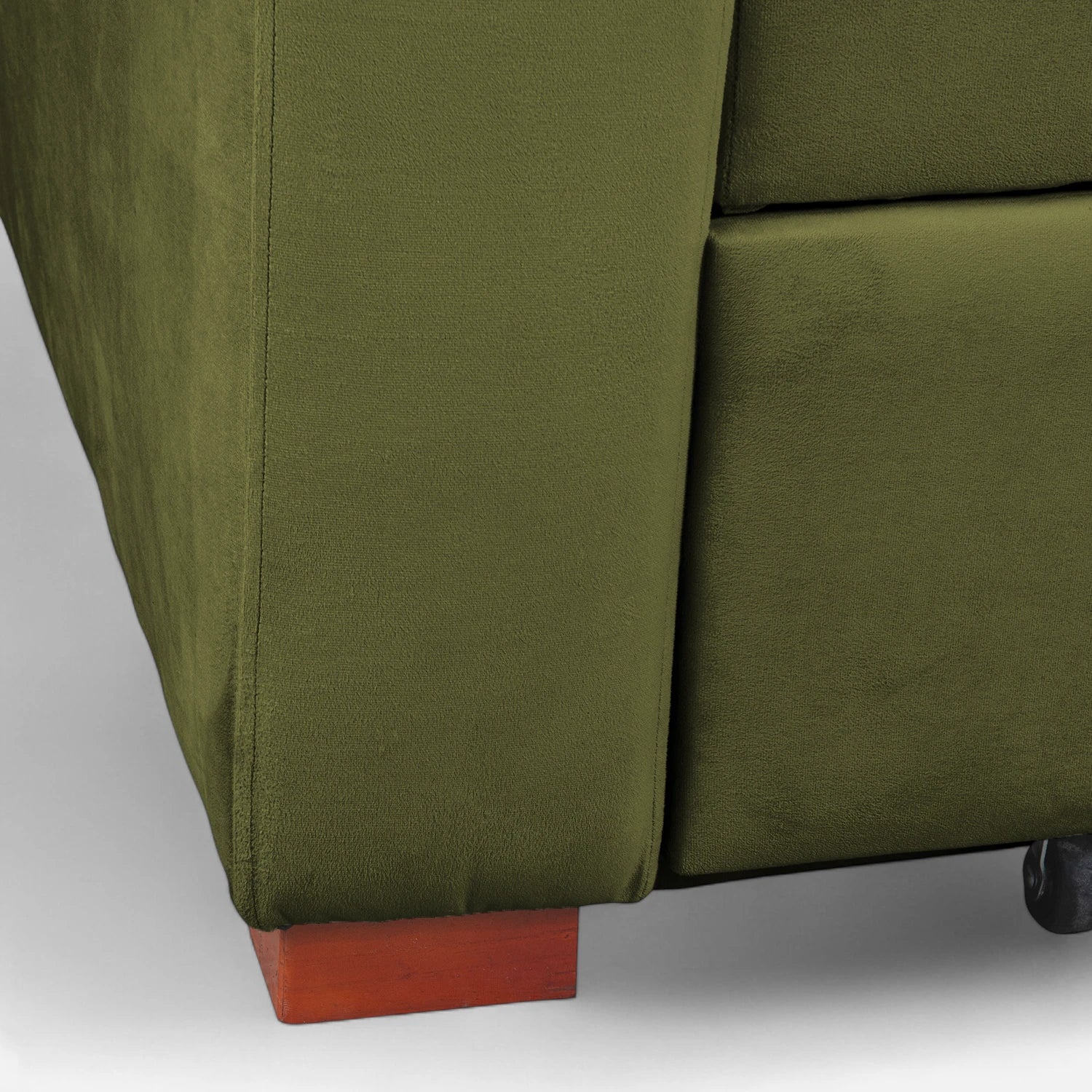 Sofá Cama Ciprés - Tela Felpa Verde Musgo